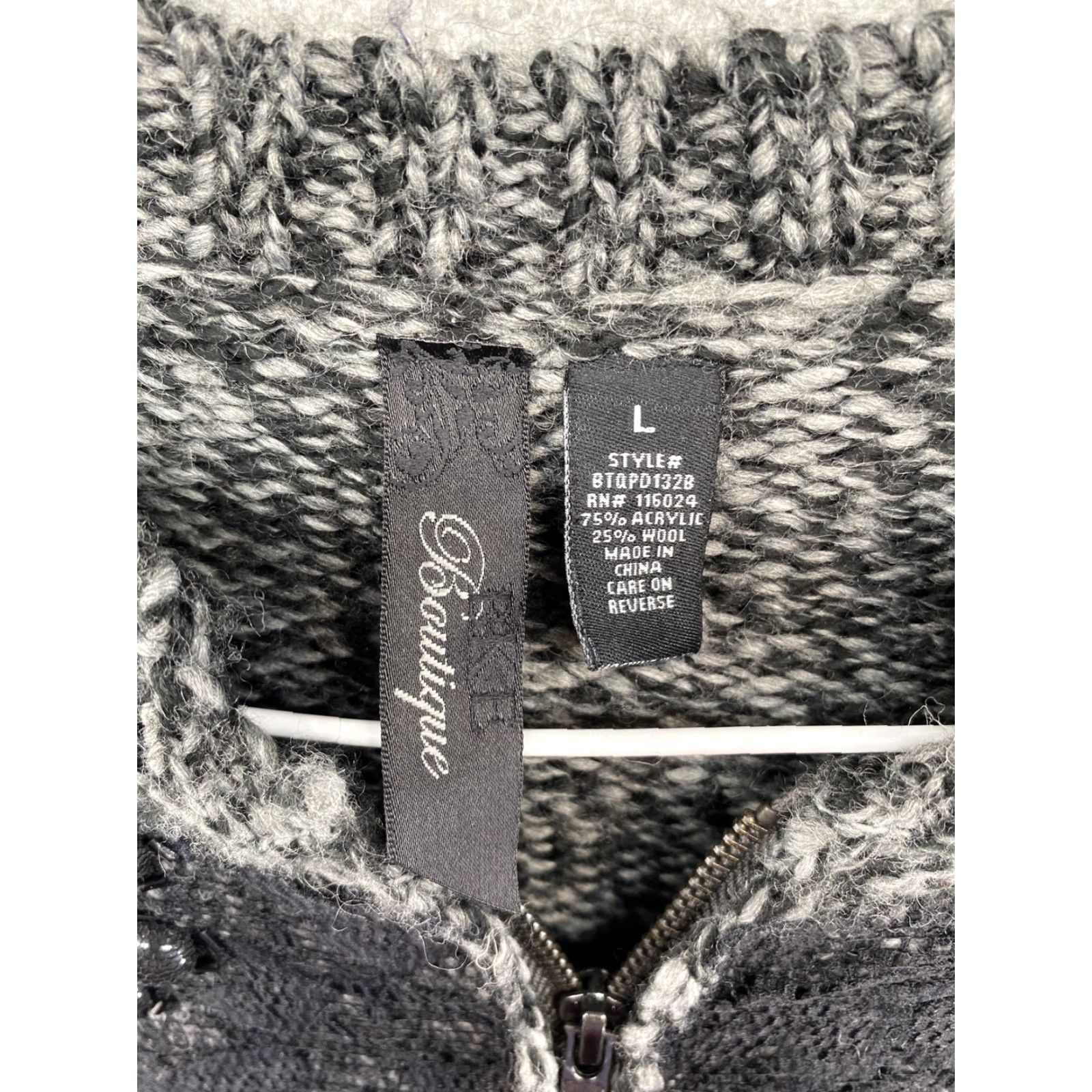 BKE BKE Boutique Cardigan Full Zip Buttons Lace Beads Acrylic Wool Blend Size L Boho Women’s Knit Cardigan Size L / US 10 / IT 46 - 3 Thumbnail