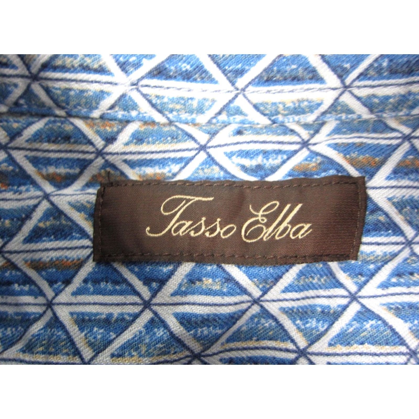 Tasso Elba Tasso Elba Shirt Adult Medium Blue Button Up Geometric Silk Rayon Mens Size US M / EU 48-50 / 2 - 4 Thumbnail