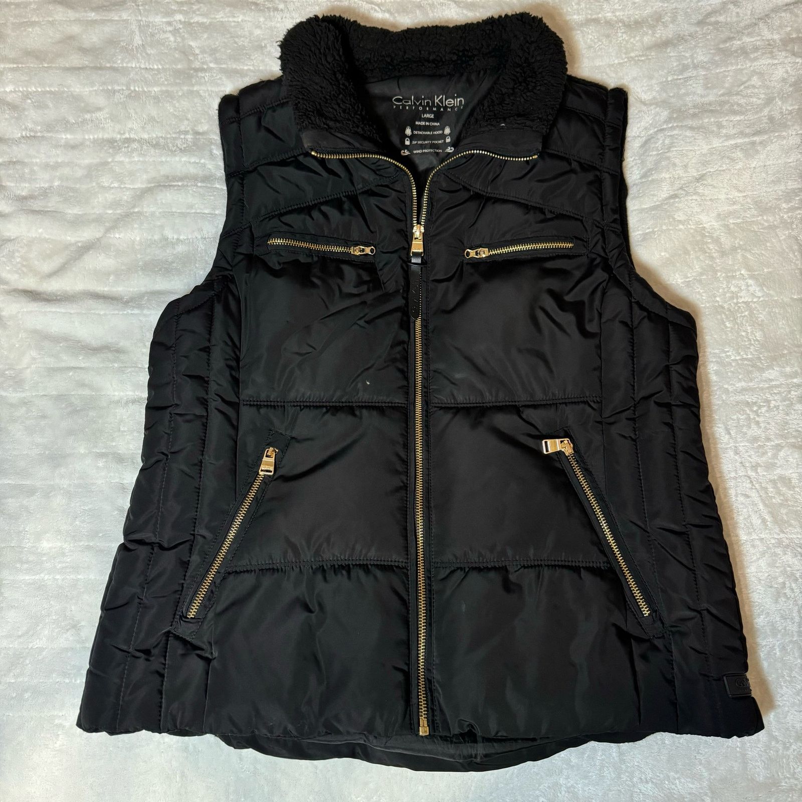 Calvin Klein Performance Knit Back Puffer Vest Men’s L USED