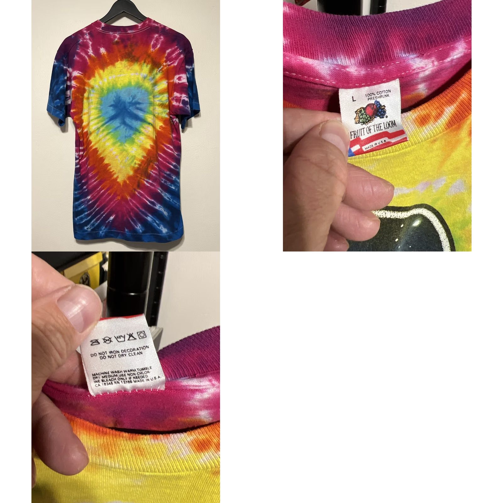 Fruit Of The Loom VINTAGE Grateful Dead Band T Shirt Space Your Face Tie Dye XL? L Size US L / EU 52-54 / 3 - 8 Thumbnail