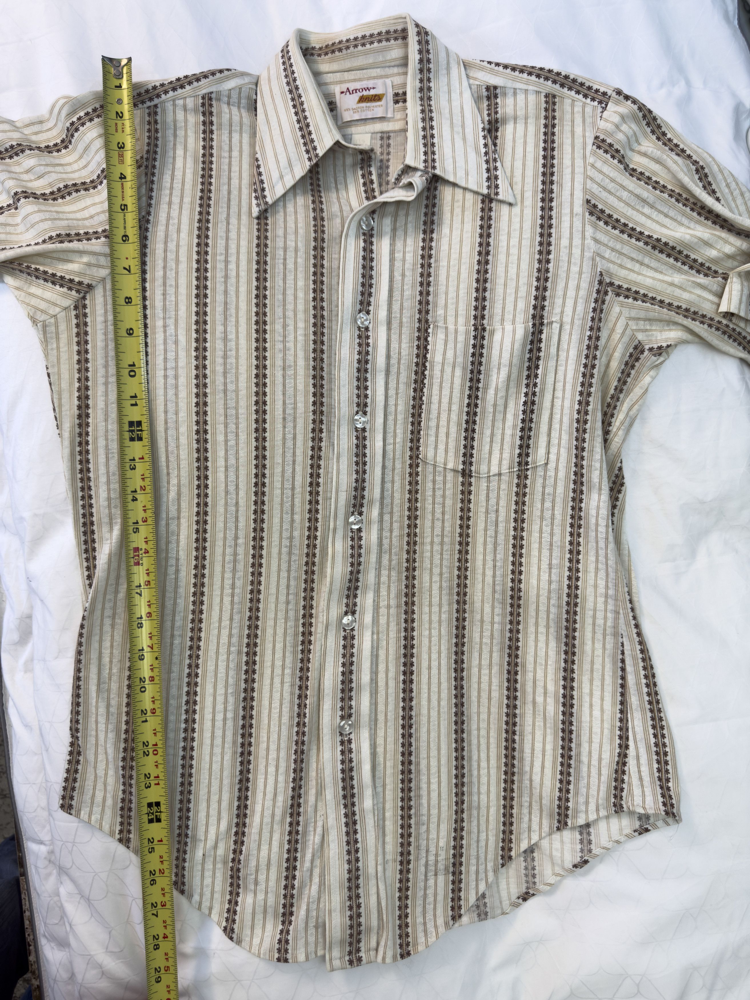 Other Vintage Arrow Knits 70s Striped Short Sleeve Button Up Shirt Size US M / EU 48-50 / 2 - 8 Thumbnail