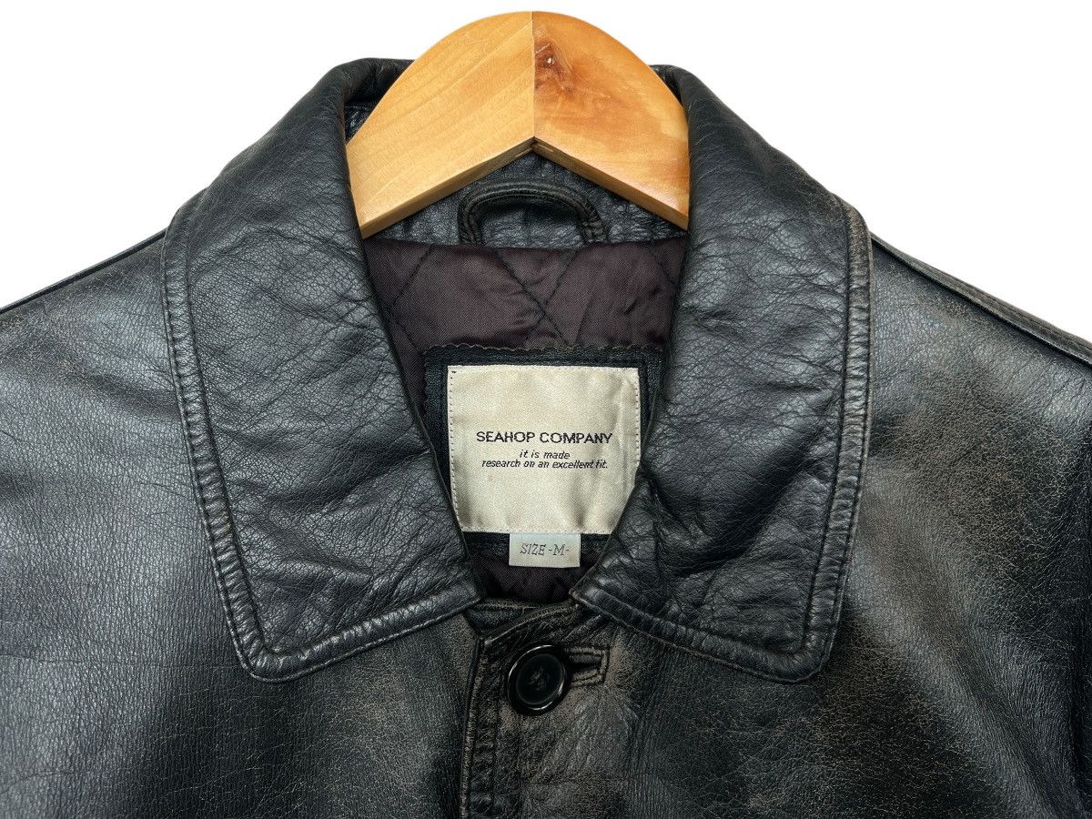 Vintage Seahop Company Black Long Coat Leather Jacket Size US L / EU 52-54 / 3 - 9 Thumbnail