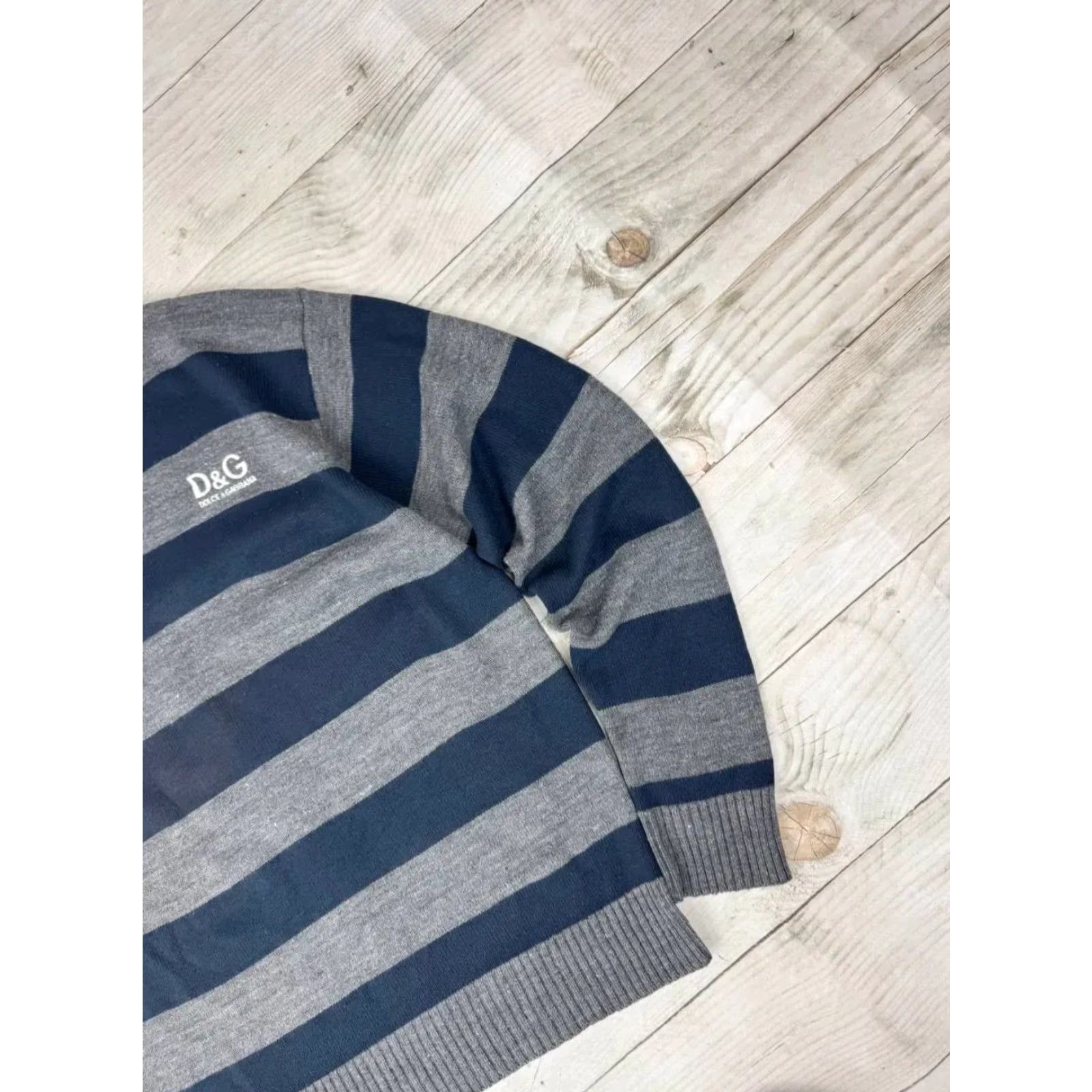 Dolce & Gabbana VINTAGE Dolce&Gabbana Logo Knit Sweater Striped Wool Men M Blue - Regular Fit Pullover, Wool, Knit, Long Sleeve, Classic Casual Winter Fall Spring Size US M / EU 48-50 / 2 - 4 Thumbnail