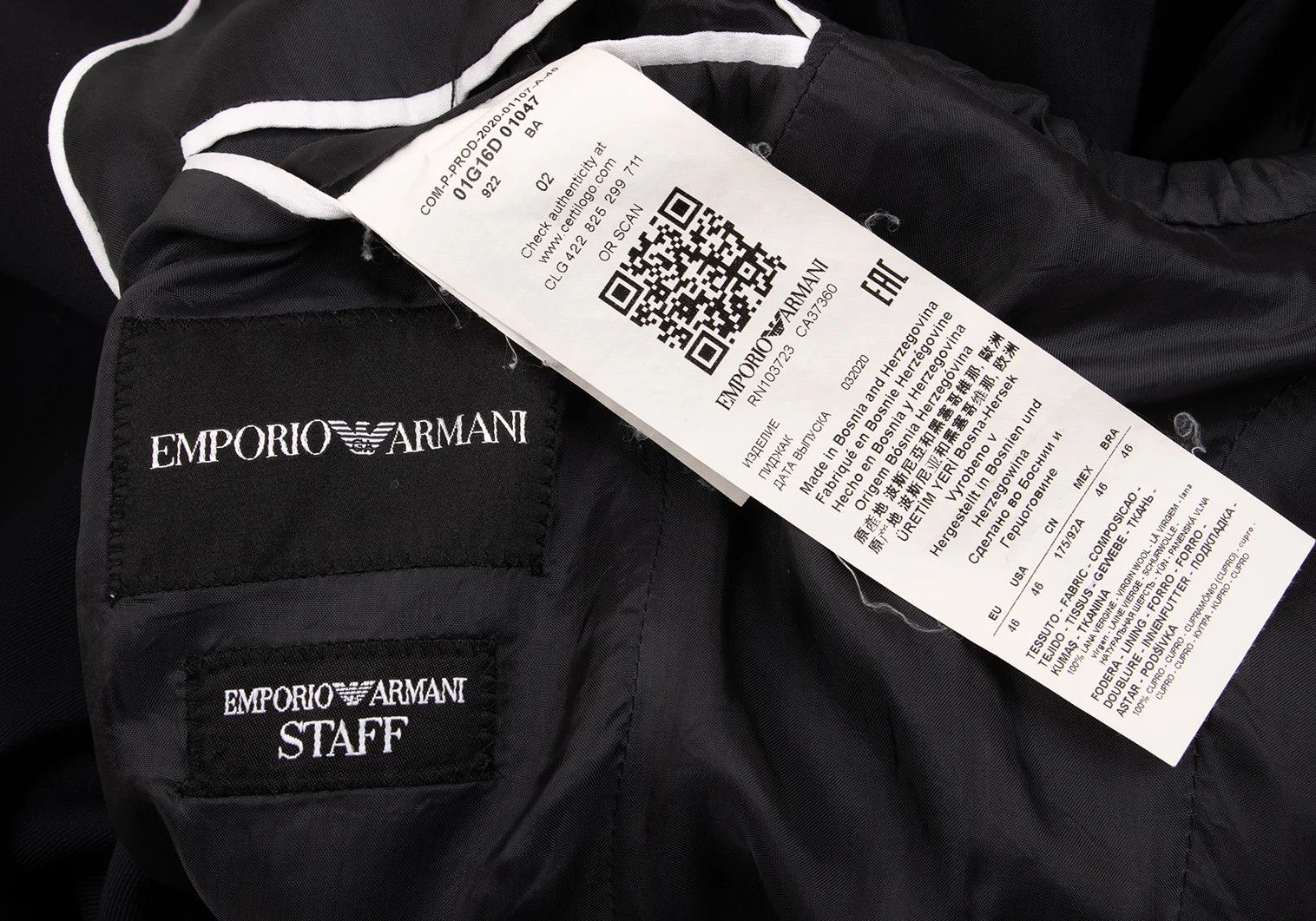 Emporio Armani Glossy Wool Stitch Design Peak Lapel Jacket Navy 46 Size US S / EU 44-46 / 1 - 17 Thumbnail
