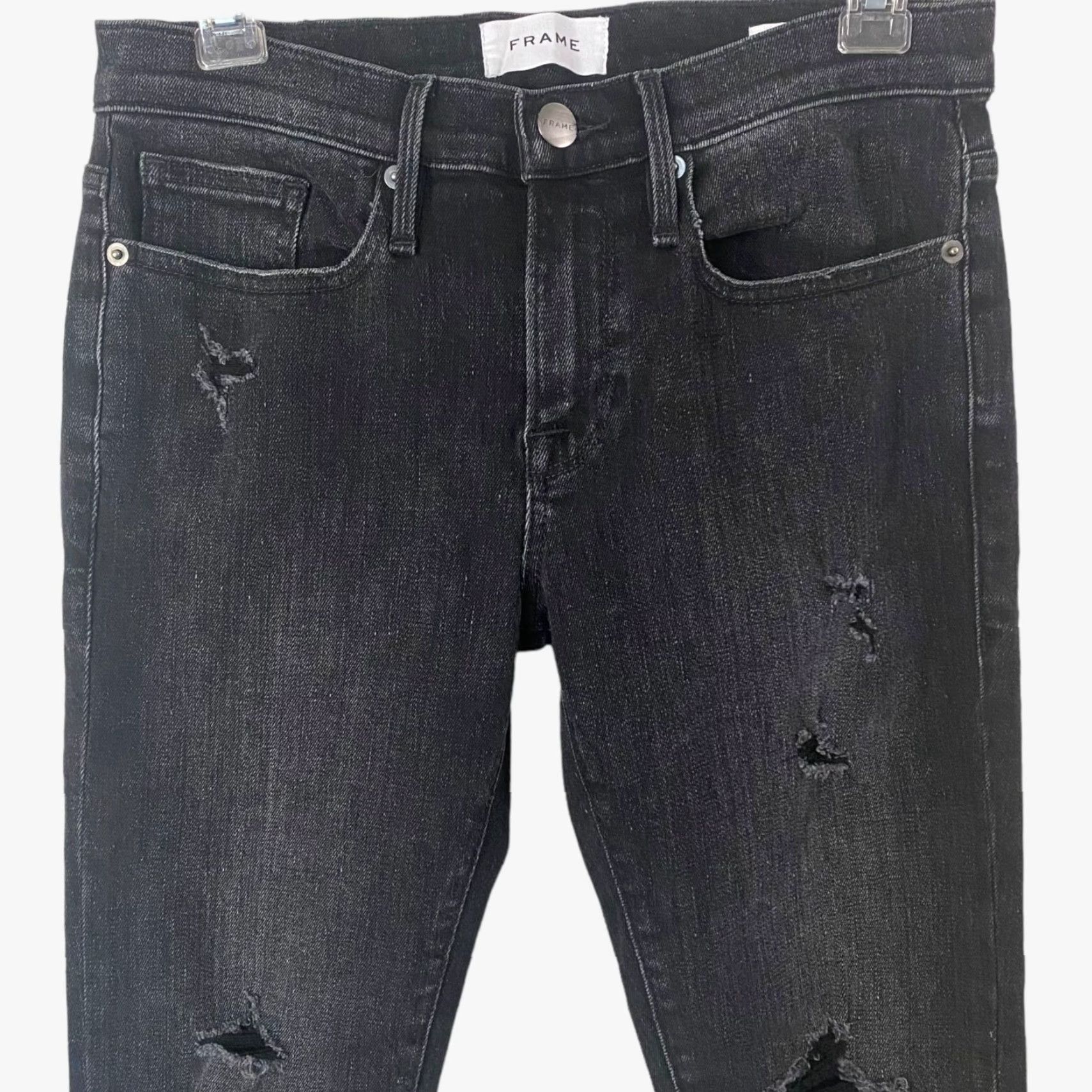 Frame FRAME L'Homme Skinny Stretch Denim Jeans Men 29 Black Distressed 5-Pocket 32in Inseam Regular Size Size US 29 - 5 Thumbnail