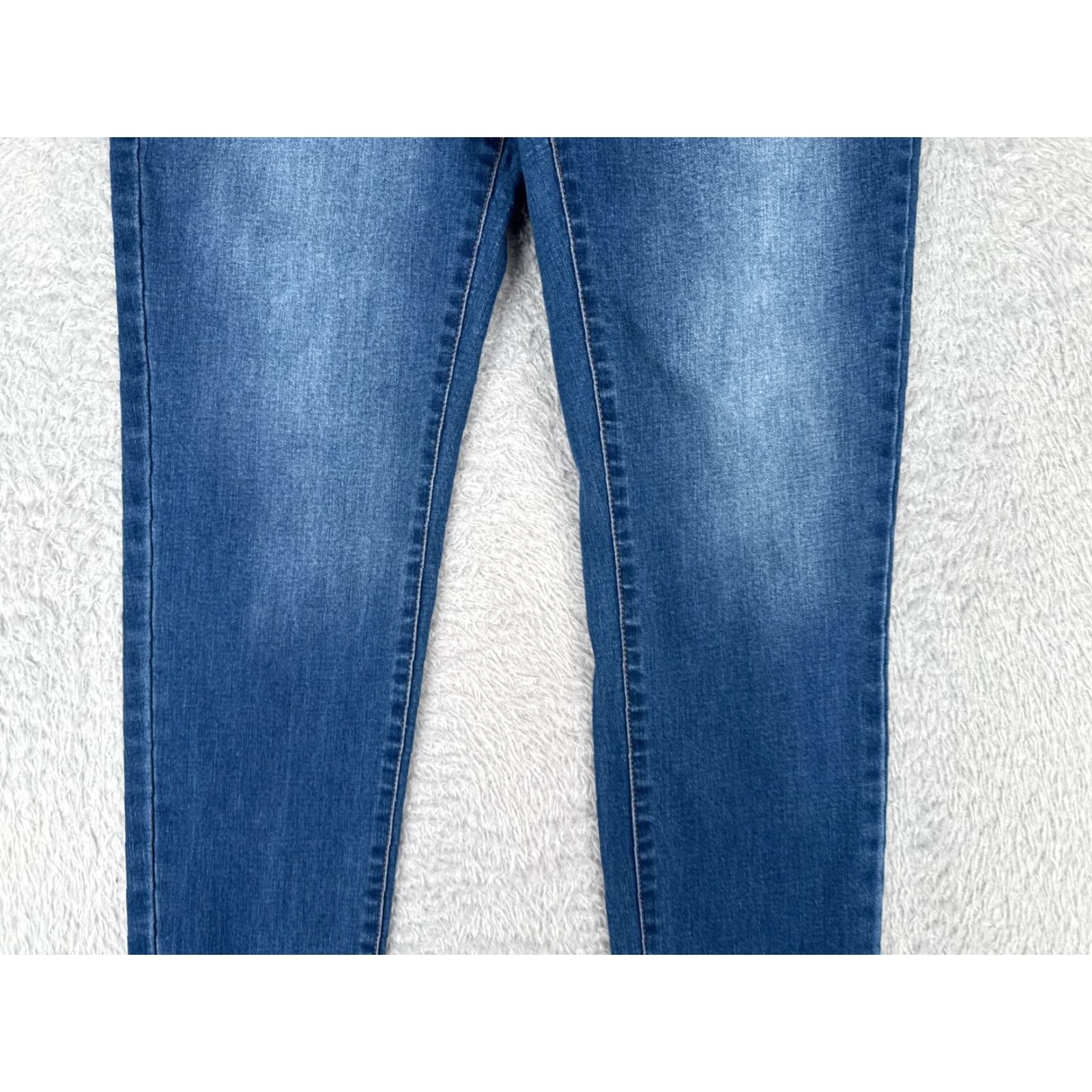 Vintage Enjean Jeans Juniors 13 Blue Denim Skinny Taper Cotton Poly Blend Mid Rise 30x26 Size 34" / US 12 / IT 48 - 3 Thumbnail