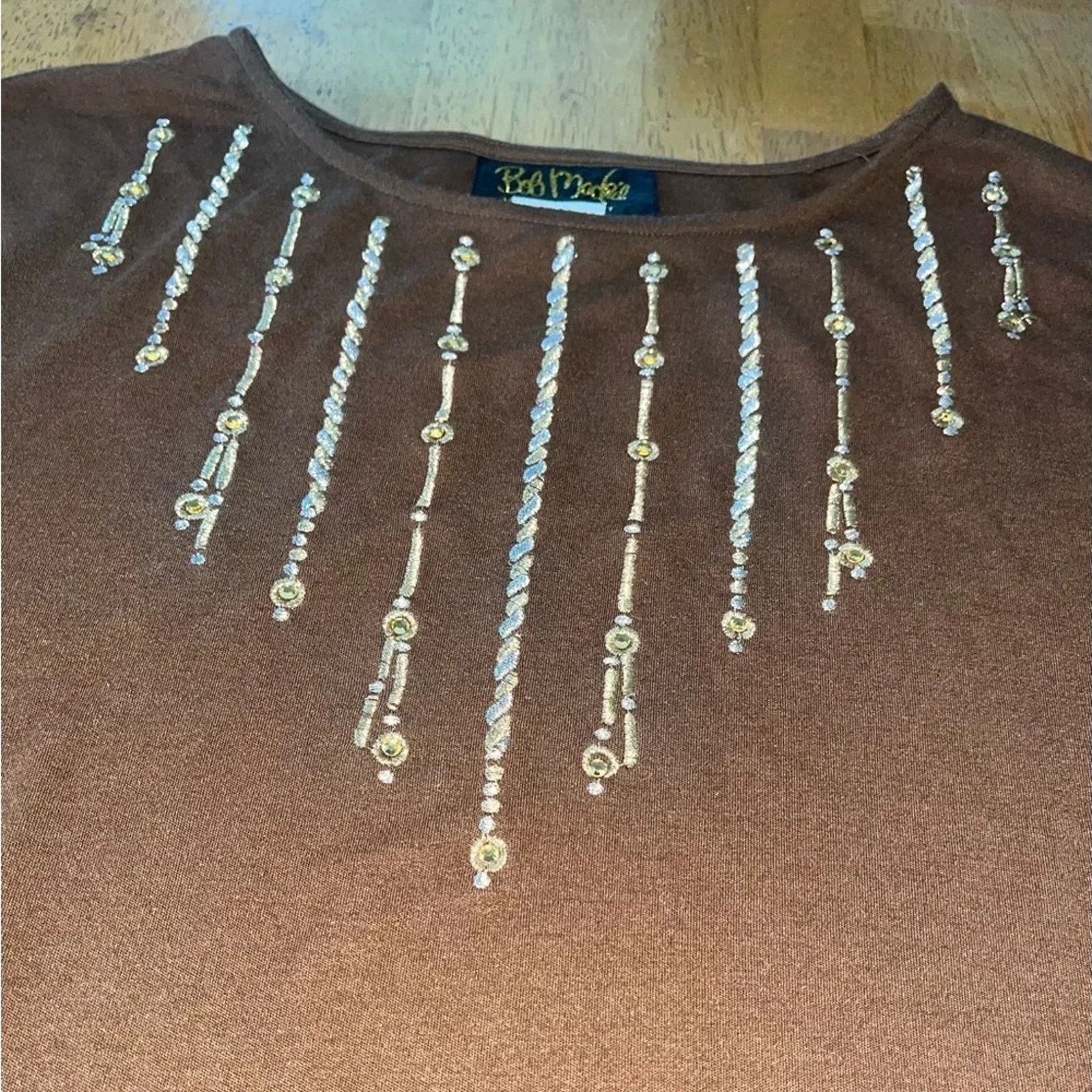 Bob Mackie Bob Mackie wearable art 3/4 length sleeve brown top, Med Size M / US 6-8 / IT 42-44 - 2 Thumbnail