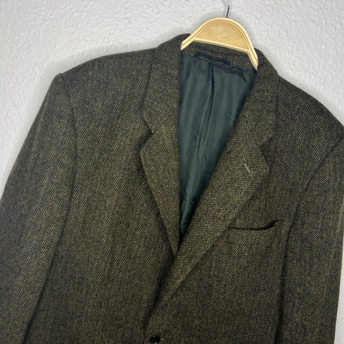 Burberry × Designer × Vintage Vintage Burberry Mens Wool Jacket Blazer Herringbone 90s Y2K Size US L / EU 52-54 / 3 - 4 Thumbnail