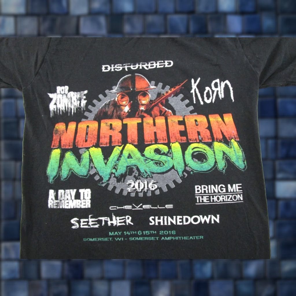 Vintage VINTAGE Northern Invasion Shirt Mens SZ S Black 2016 Festival Disturbed Korn Rob Zombie Size US S / EU 44-46 / 1 - 1 Thumbnail