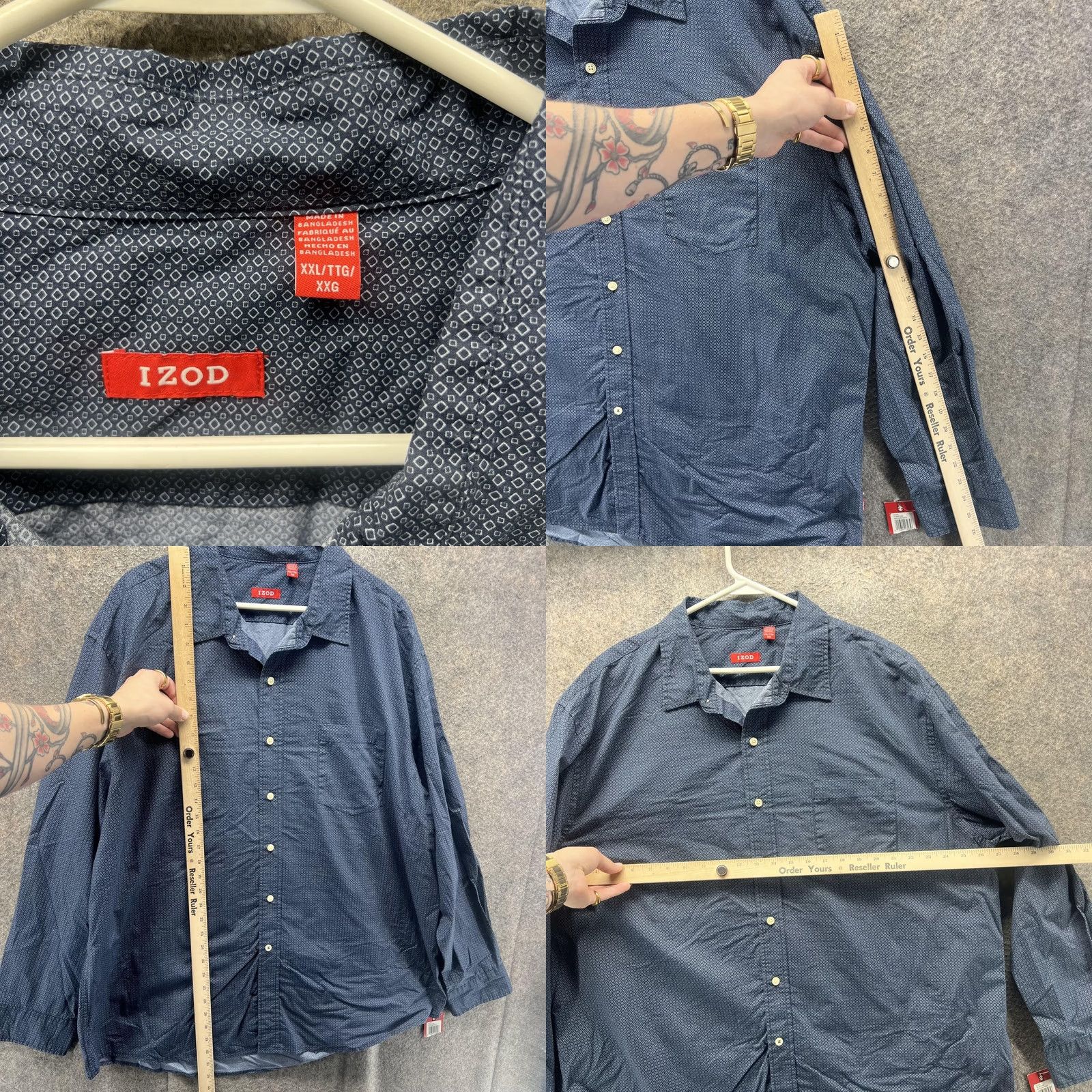 Izod IZOD Shirt Mens 2XL Blue Geometric Long Sleeve Button Front Pocket NEW Woven Size US XXL / EU 58 / 5 - 8 Thumbnail