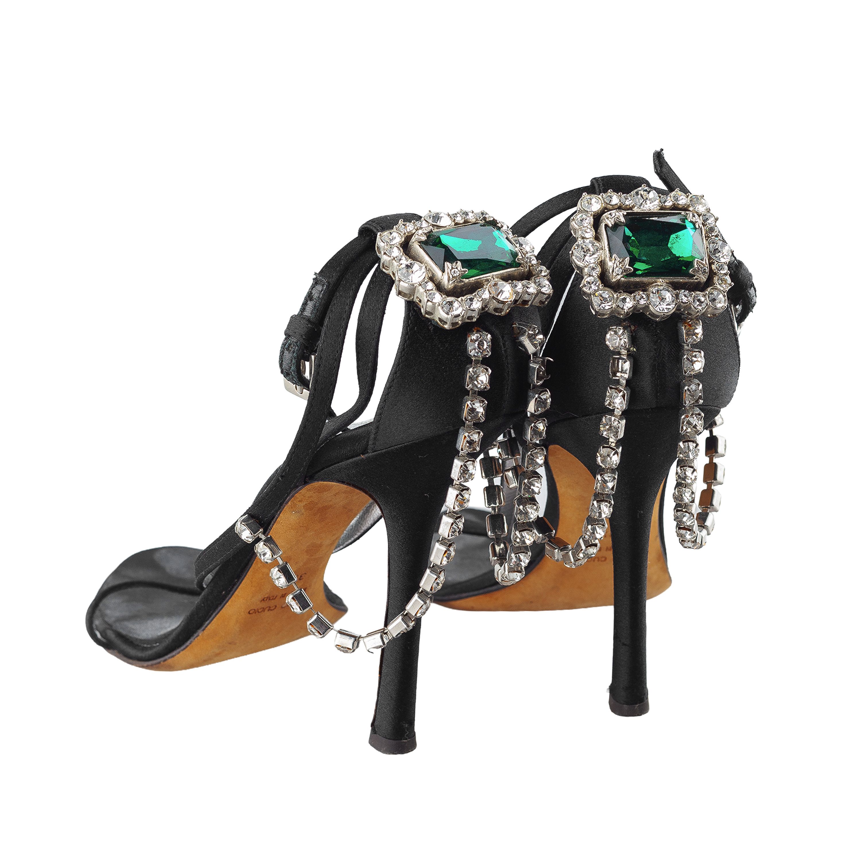 Dsquared2 DSQUARED2 2015 “Queen Mary” Jeweled Black Sandal Heels Size US 7.5 / IT 37.5 - 2 Thumbnail