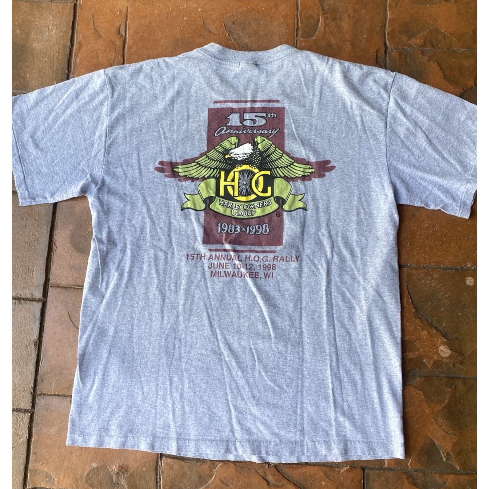 Harley Davidson VINTAGE Harley-Davidson T-Shirt XL Gray 90s Crew Neck Short Sleeve HOG Anniversary Logo Men's Size US XL / EU 56 / 4 - 2 Thumbnail