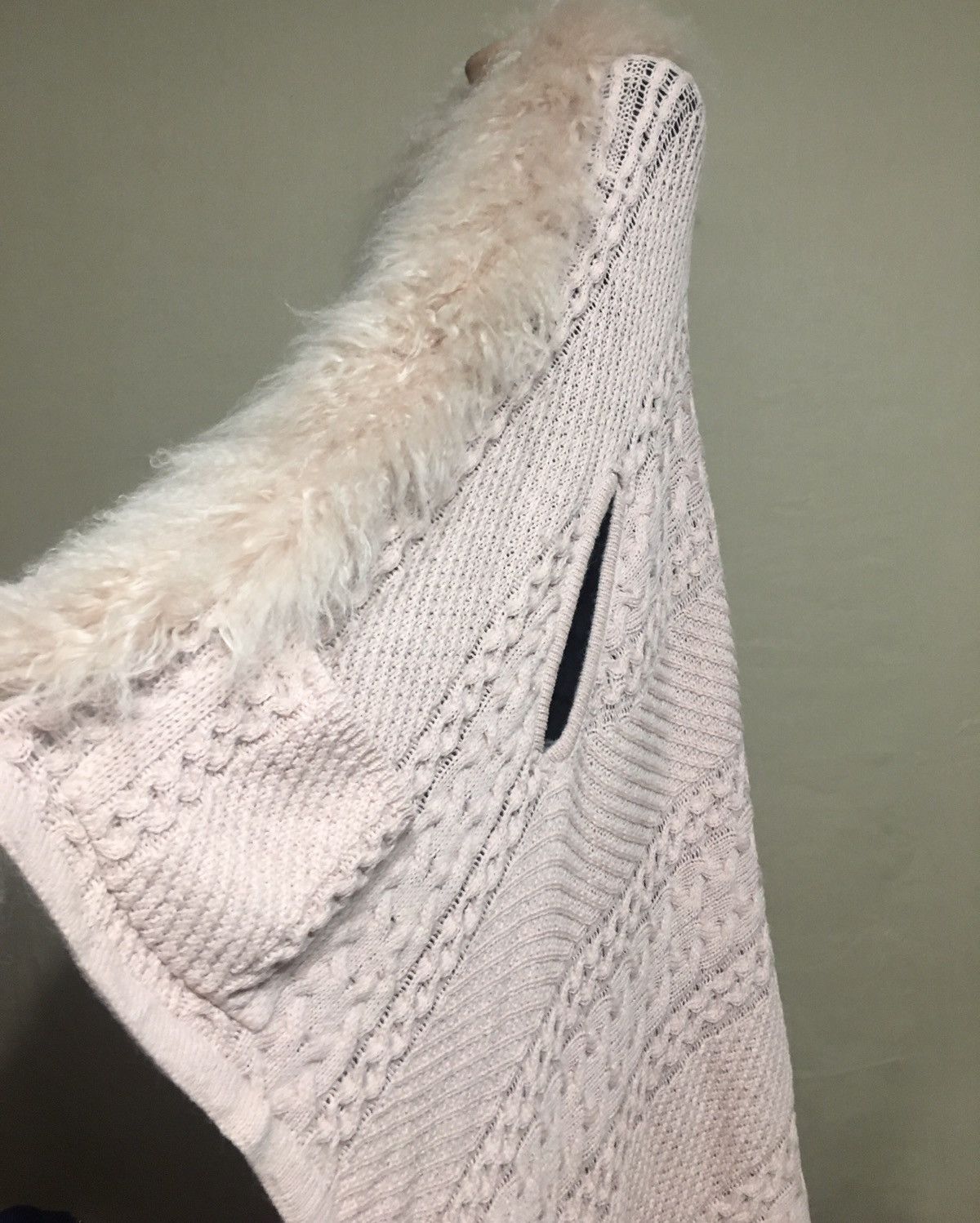 Designer Hayley Menzies Alpaca Knit FurTrim Long Cardigan Sweater Size ONE SIZE - 5 Thumbnail