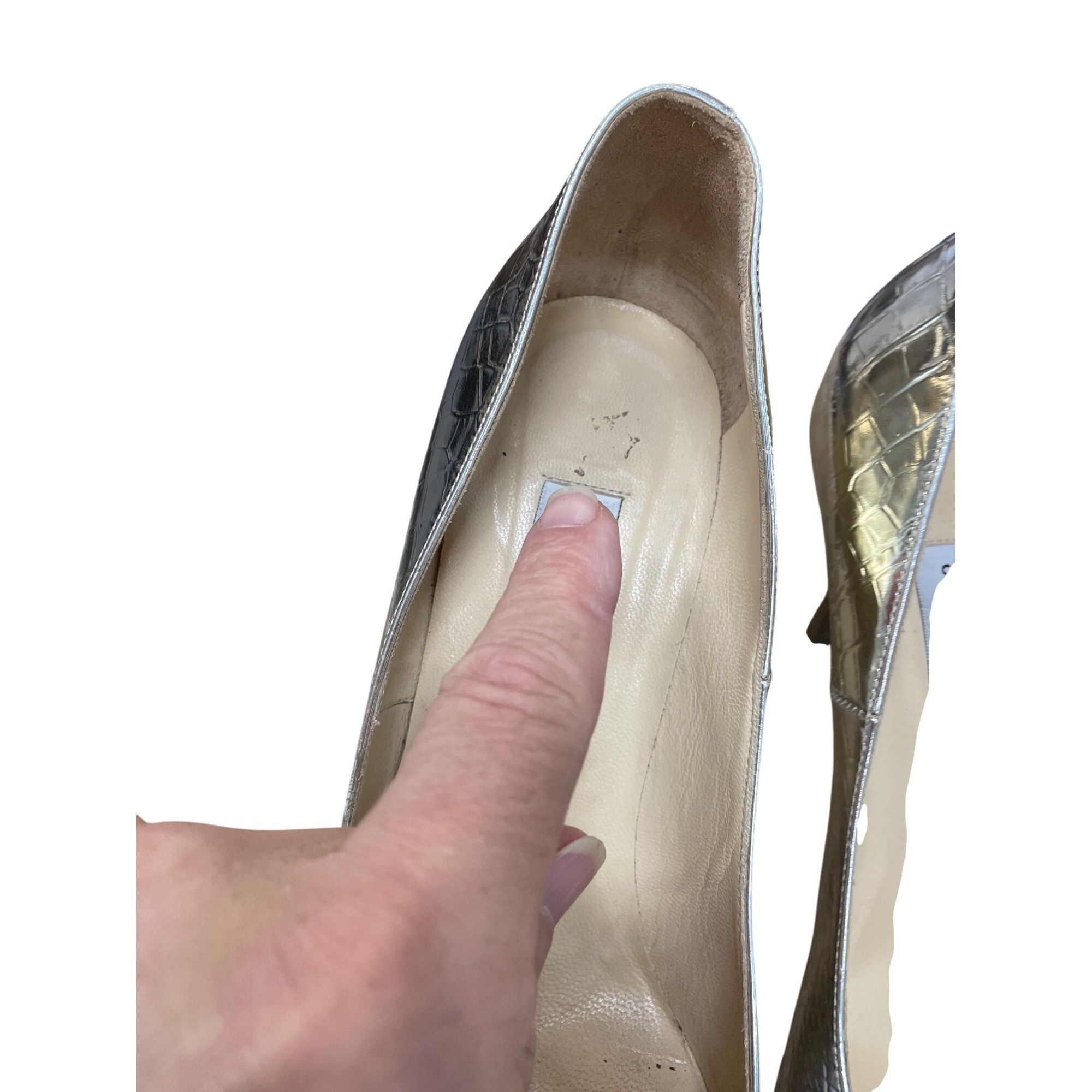 Jimmy Choo Jimmy Choo London womans silver croc pattern stilleto 4.5" h Size US 9.5 / IT 39.5 - 19 Thumbnail
