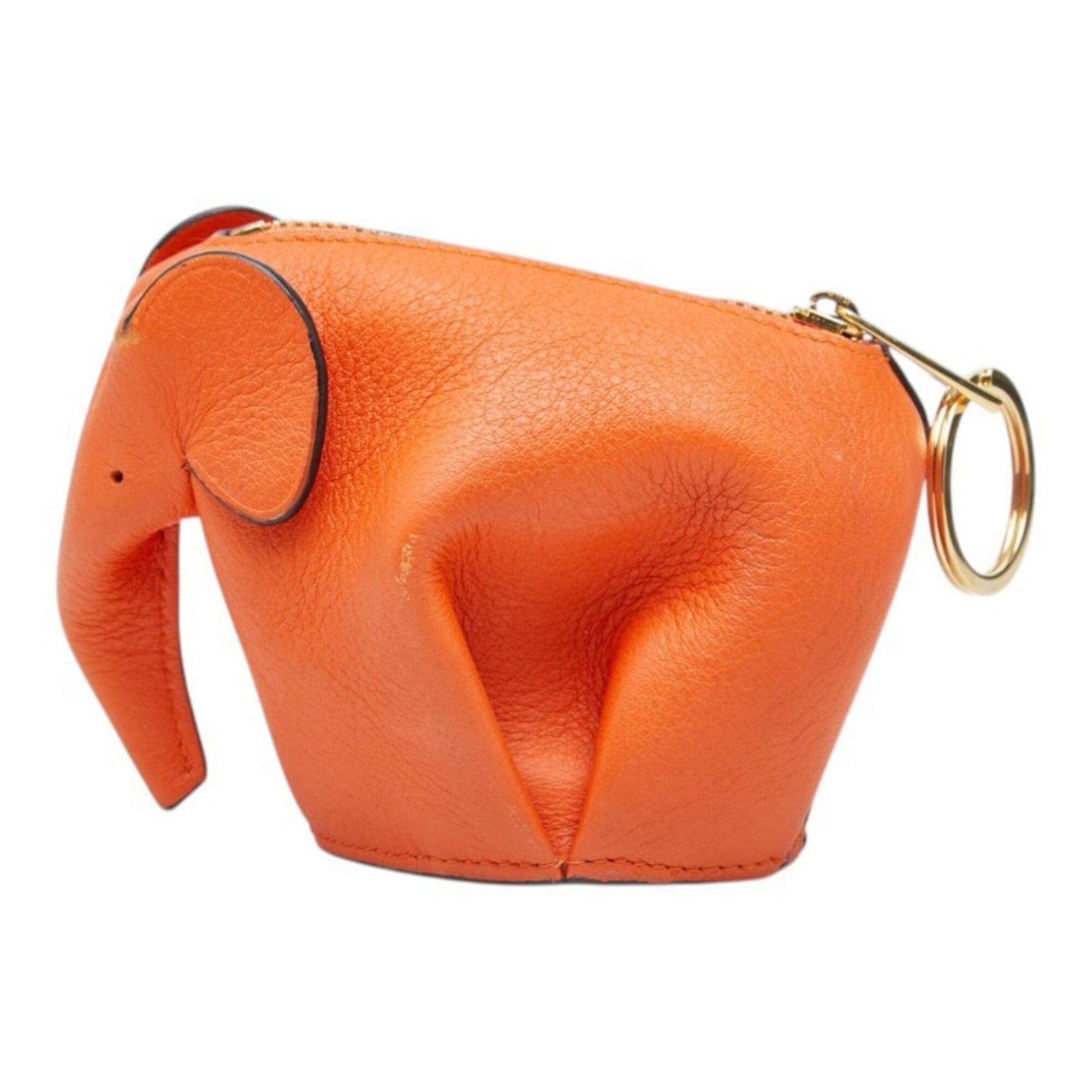 Loewe Loewe Elephant Motif Charm Keychain Wallet/Coin Purse Orange Leather Women's LOEWE Size ONE SIZE - 1 Thumbnail