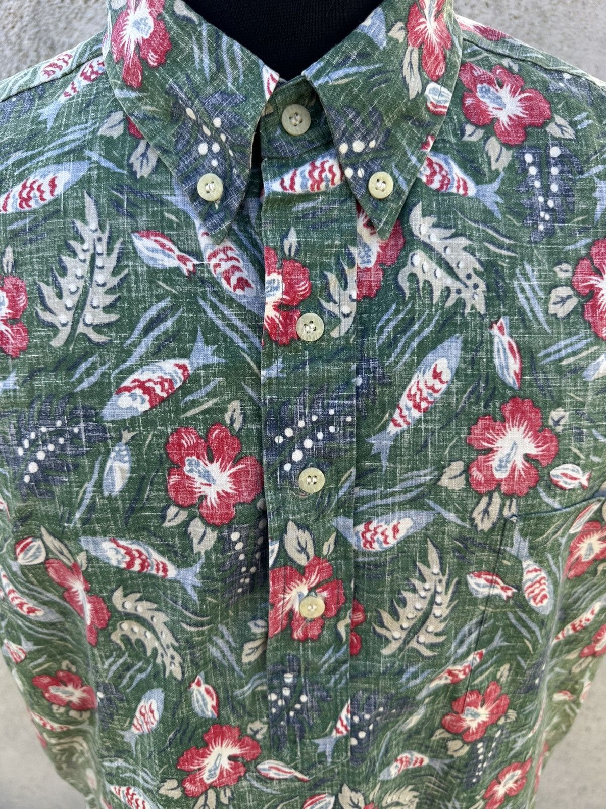 Reyn Spooner PreOwned Reyn Spooner Hawaiian Print GreenRed Men's L Size US L / EU 52-54 / 3 - 3 Thumbnail