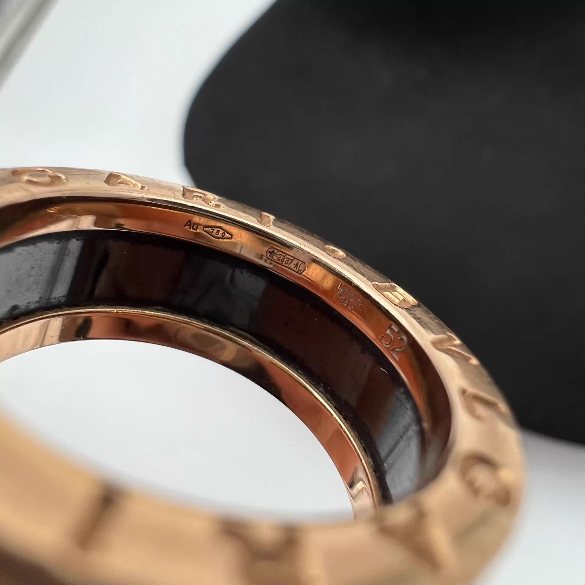 Bvlgari BVLGARI 18k Rose Gold Black Ceramic 3-Ring Ring 52 Size ONE SIZE - 4 Thumbnail