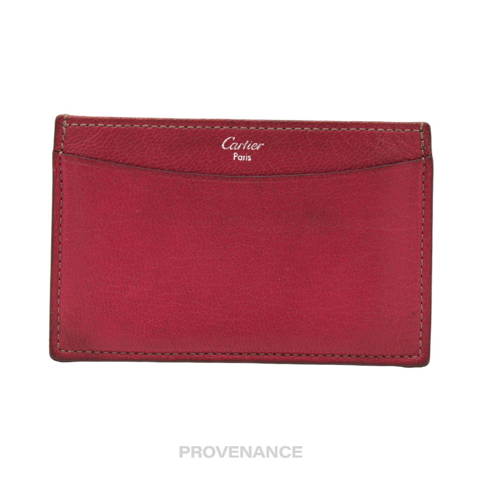 image of Cartier Card Holder Wallet - Raspberry Chevre Leather, Women's