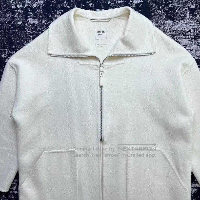 Hermes Hermes White Collar Zipper Loose Cashmere Coat Size XS / US 0-2 / IT 36-38 - 2 Thumbnail
