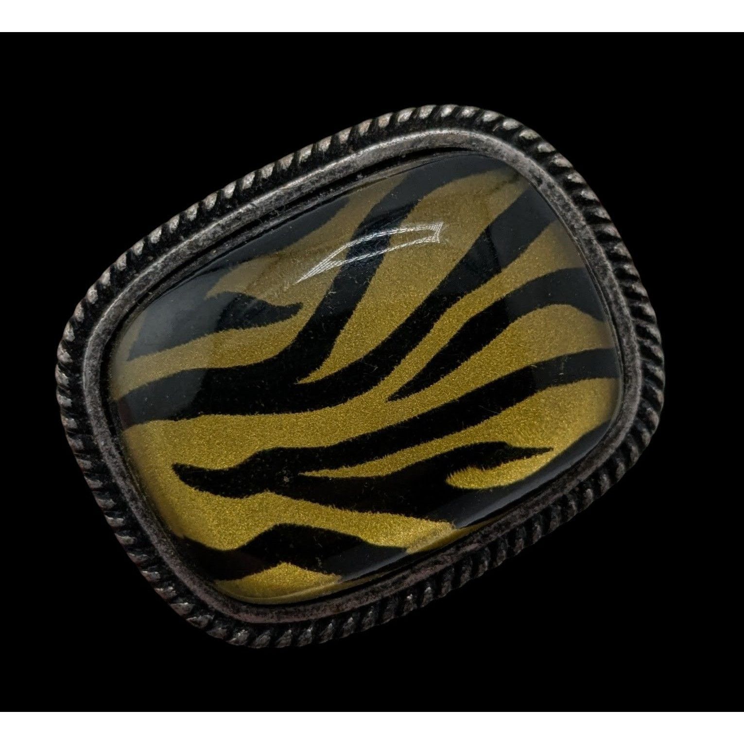 Other Vintage Tiger Stripe Statement Ring With Antiqued Silver-Ton Size ONE SIZE - 3 Thumbnail