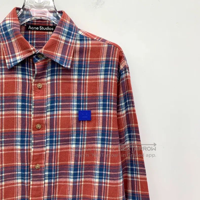 Acne Studios Acne Studios Red Plaid Smile Embroidered Cotton Lapel Sing Size US XXS / EU 40 - 3 Thumbnail