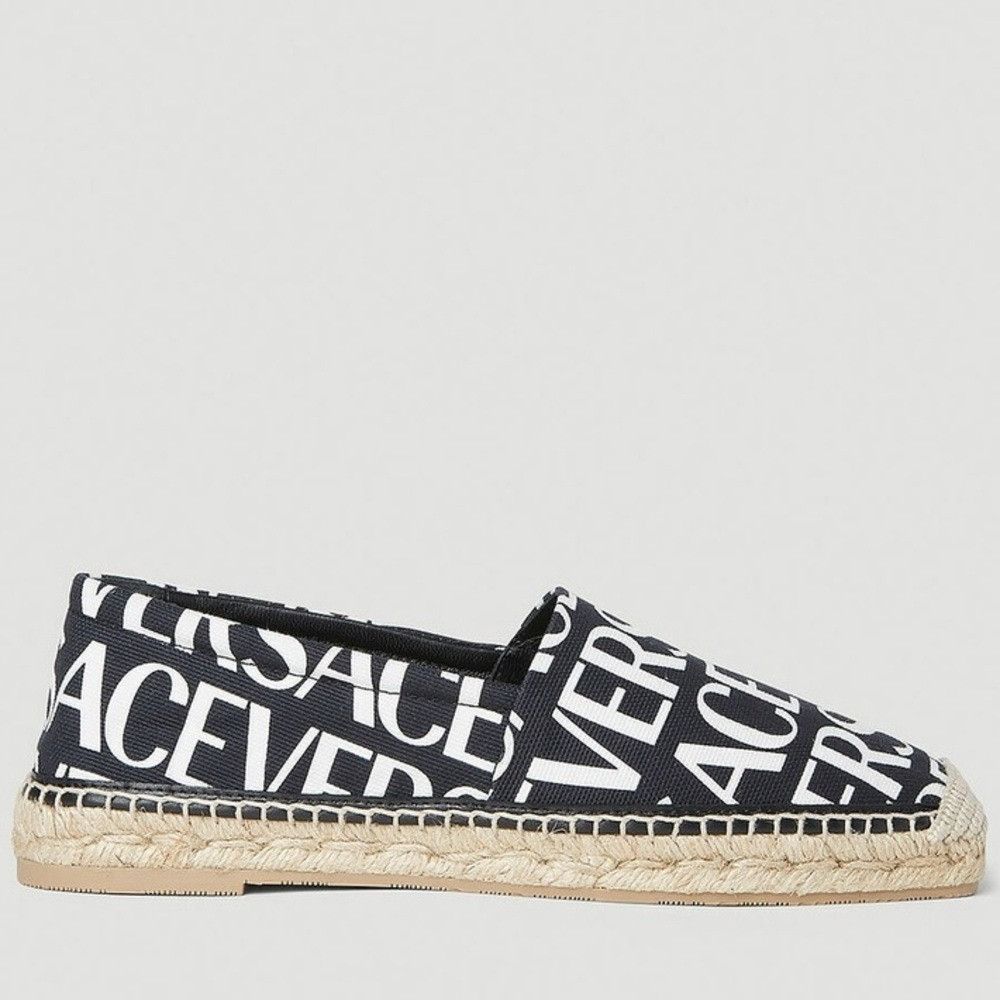Versace Versace Logo Print Espadrilles Shoes Black White Men’s EU 45 Size US 12 / EU 45 - 1 Thumbnail