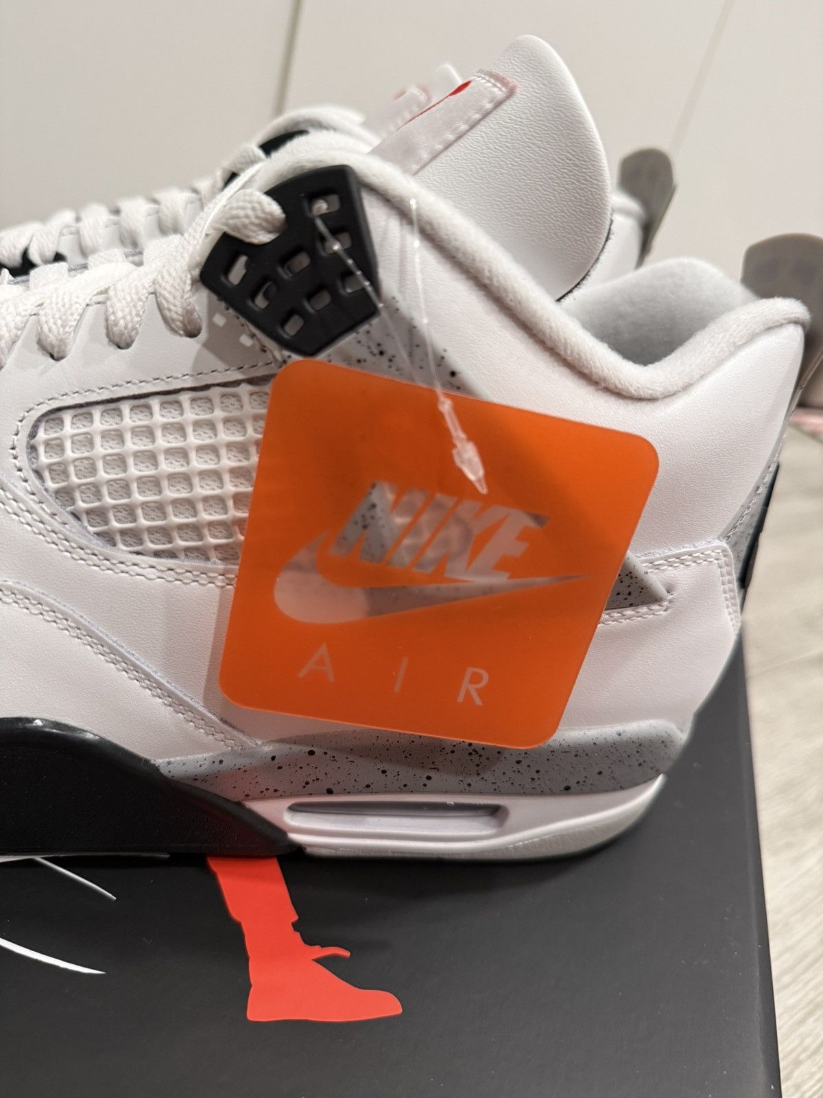 Jordan Brand Air Jordan 4 Retro White Cement Fire Red Tech Grey Black 12 Size US 12 / EU 45 - 9 Thumbnail