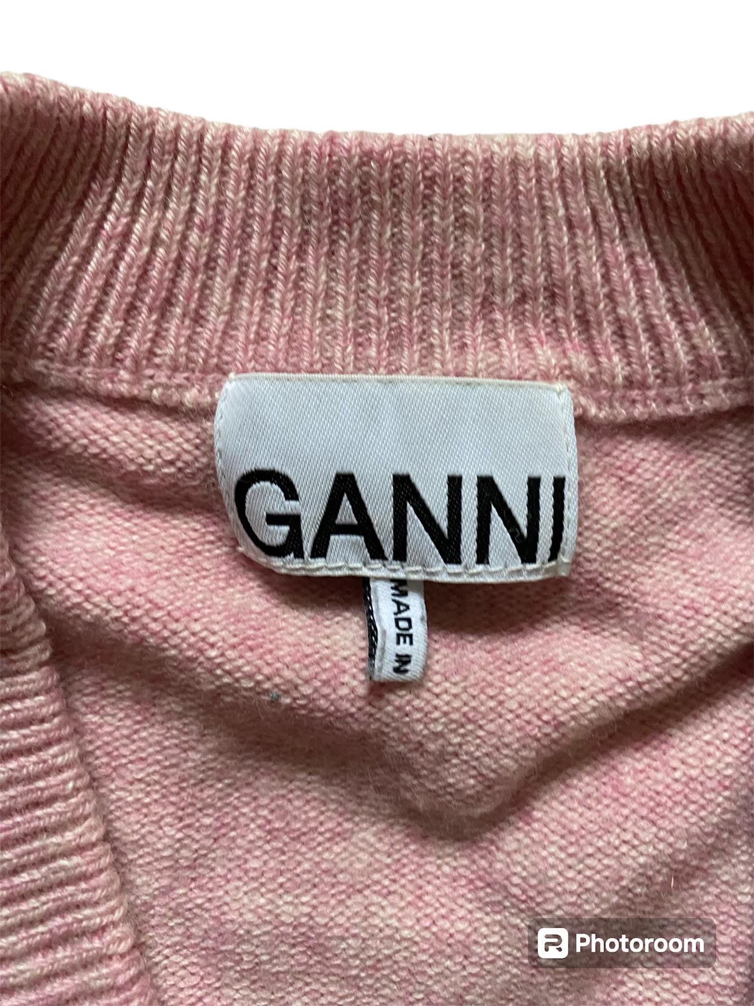 Ganni Wool Jumper Ganni Pink Sweater Designer V-Neck Size XS / US 0-2 / IT 36-38 - 3 Thumbnail