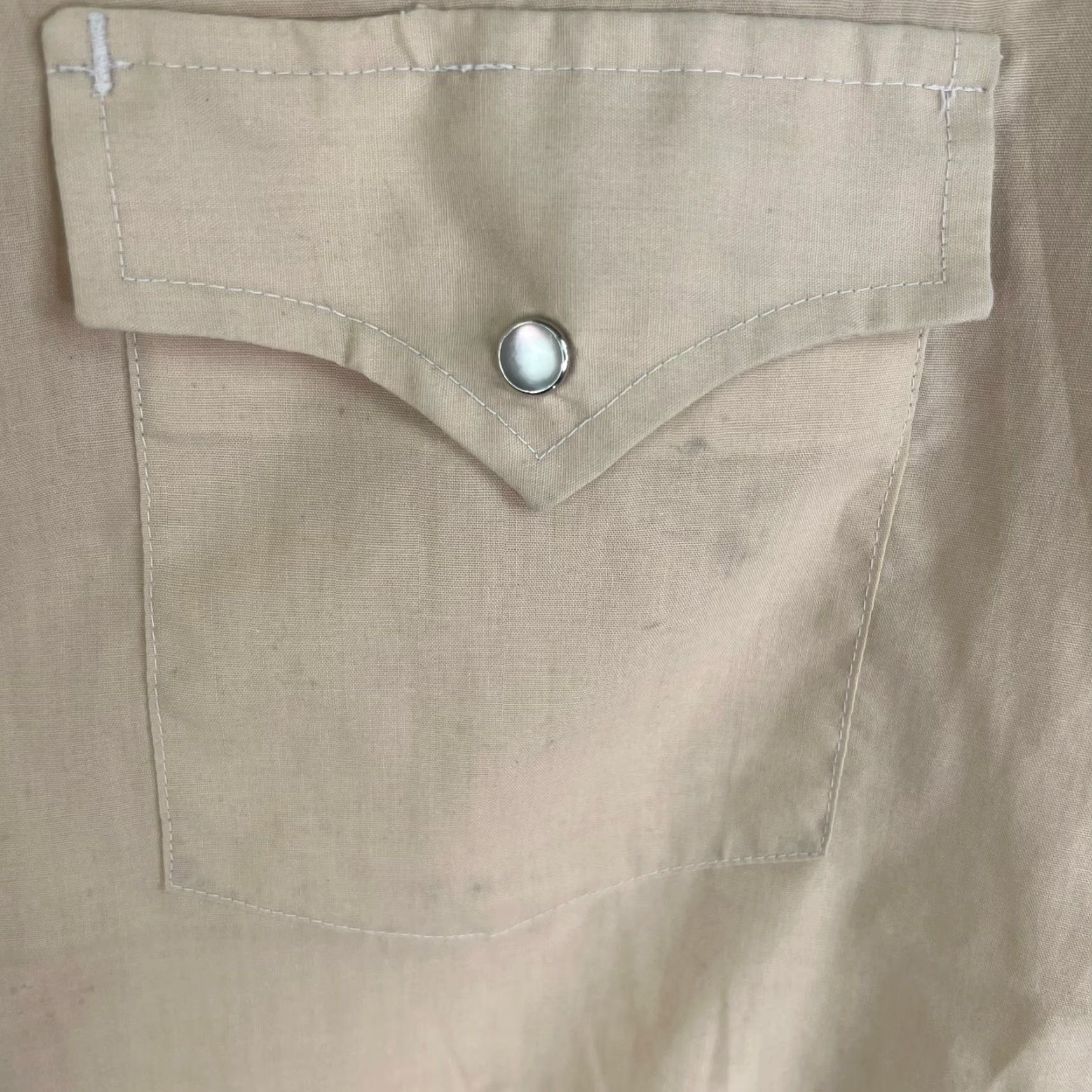 Champion VINTAGE Champion Westerns Pearl Snap Shirt Mens SZ M Tan Beige Solid Long Sleeve Button-Up Pocketed Western Theme Mens Size US M / EU 48-50 / 2 - 4 Thumbnail