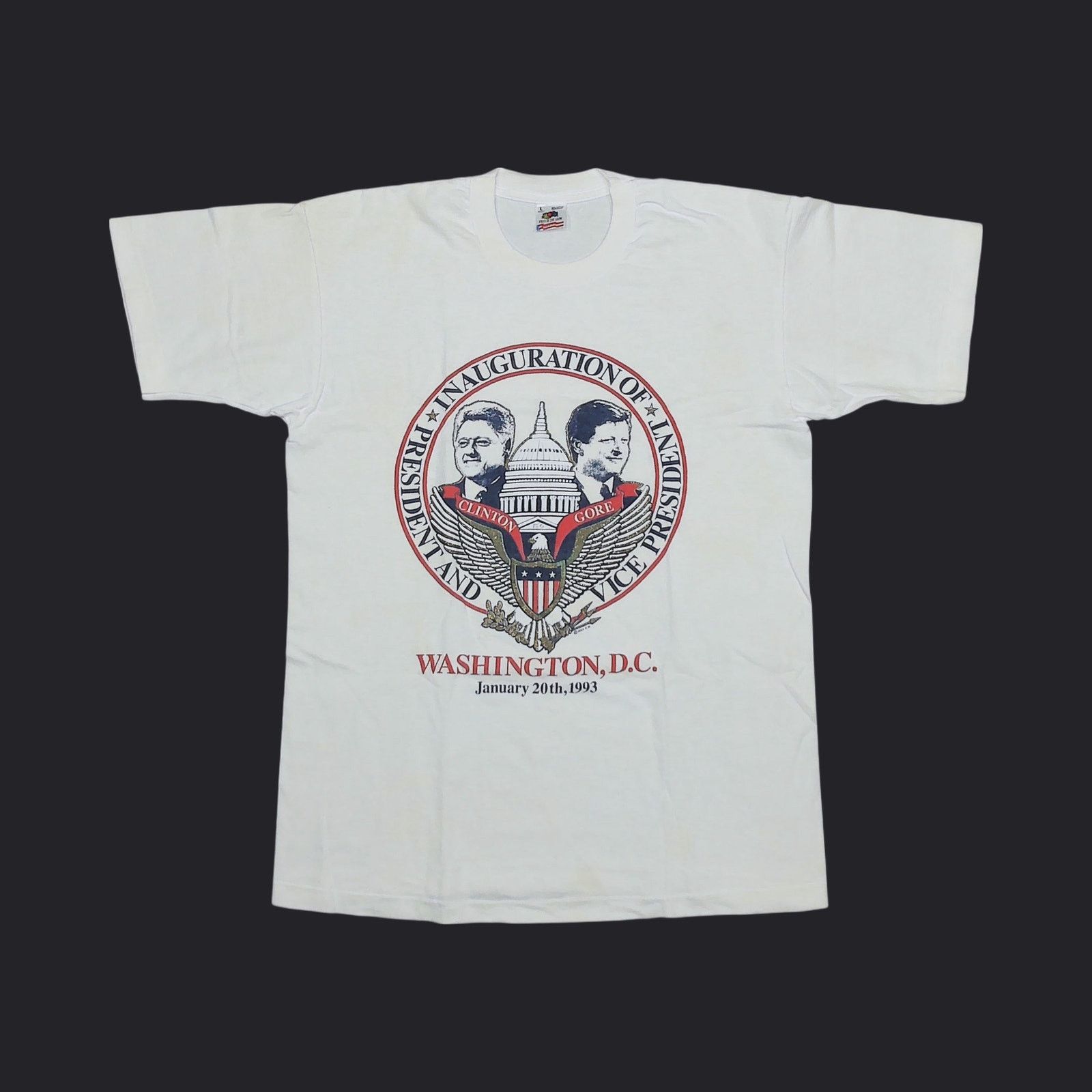 Fruit Of The Loom FOTL VTG 1993 Clinton Gore Inauguration Single Stitch Tee Size US L / EU 52-54 / 3 - 14 Thumbnail
