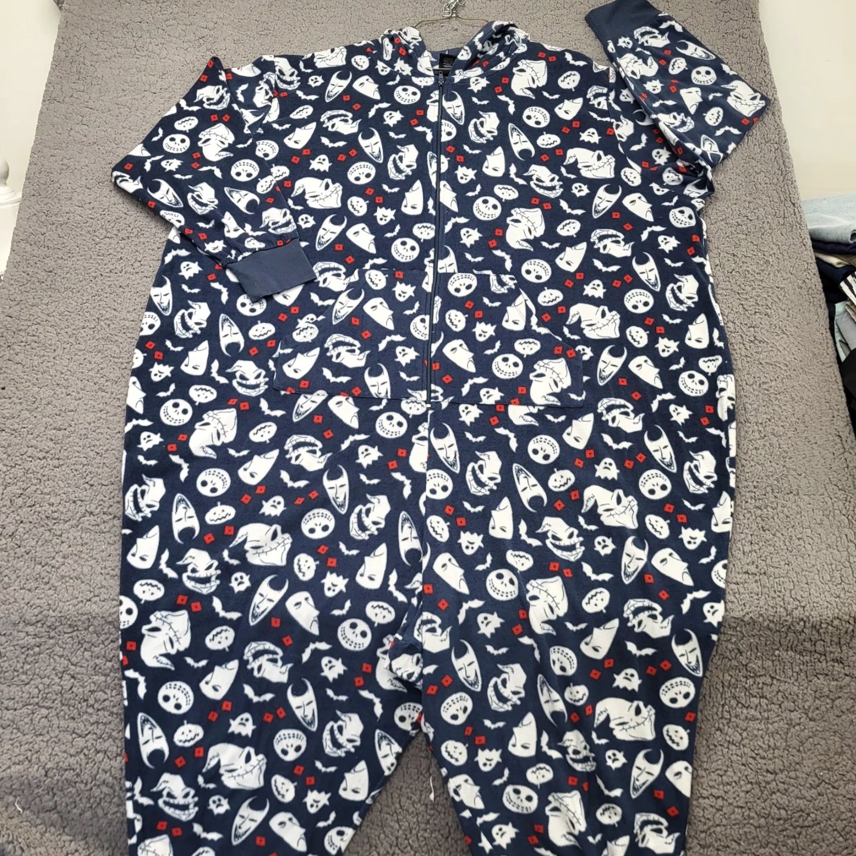 Disney VINTAGE Disney's Nightmare Before Christmas Pajama Lounge PJ's Womens Plus 5X-6X Costume One Piece Fleece Pockets Multi Size ONE SIZE - 3 Thumbnail