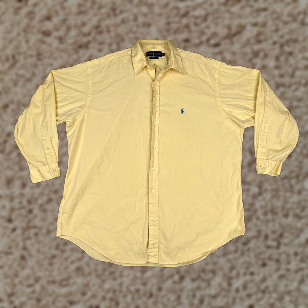 Polo Ralph Lauren Ralph Lauren Shirt Men 18 Yellow Button Up 100% Cotton Long Sleeve Pony (Regular) Vintage? No Size US XXL / EU 58 / 5 - 1 Thumbnail