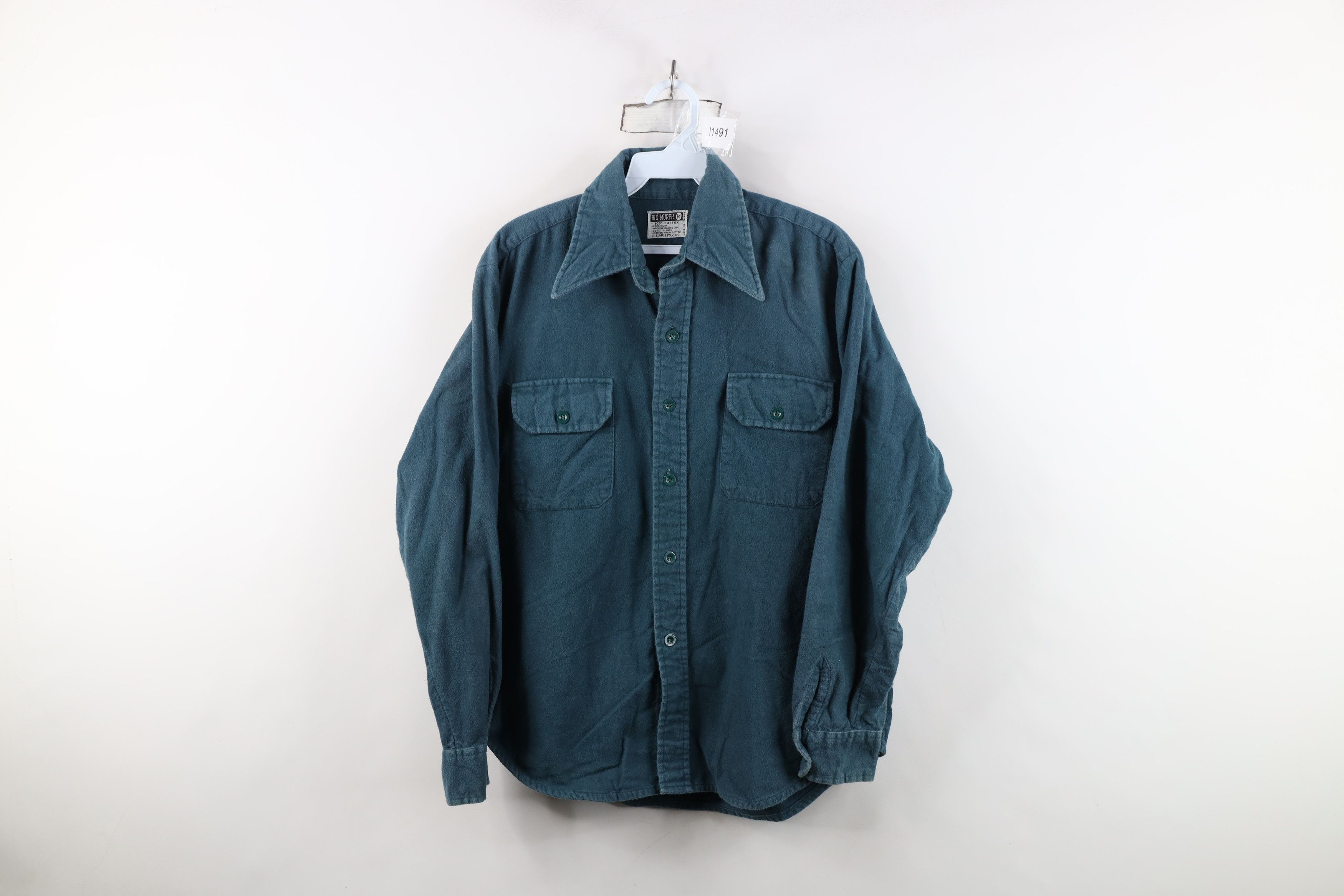 Vintage Vintage 70s Streetwear Fit Chamois Cloth Button Shirt Green Size US M / EU 48-50 / 2 - 1 Thumbnail