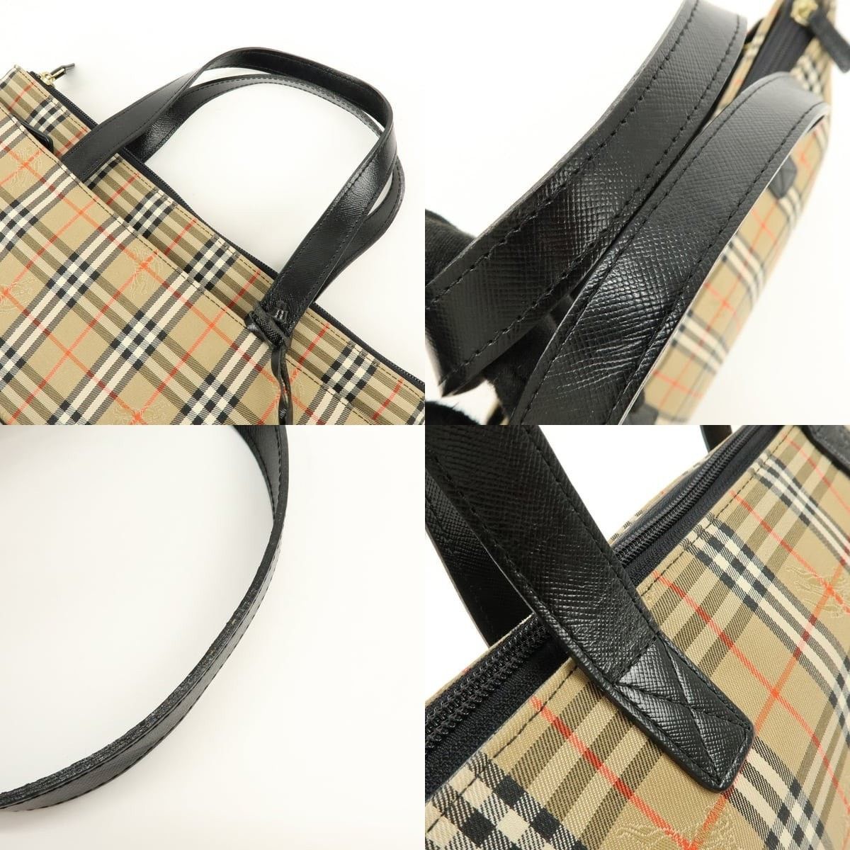 Burberry Burberry Nova Check Canvas & Leather Tote Beige Size ONE SIZE - 4 Thumbnail
