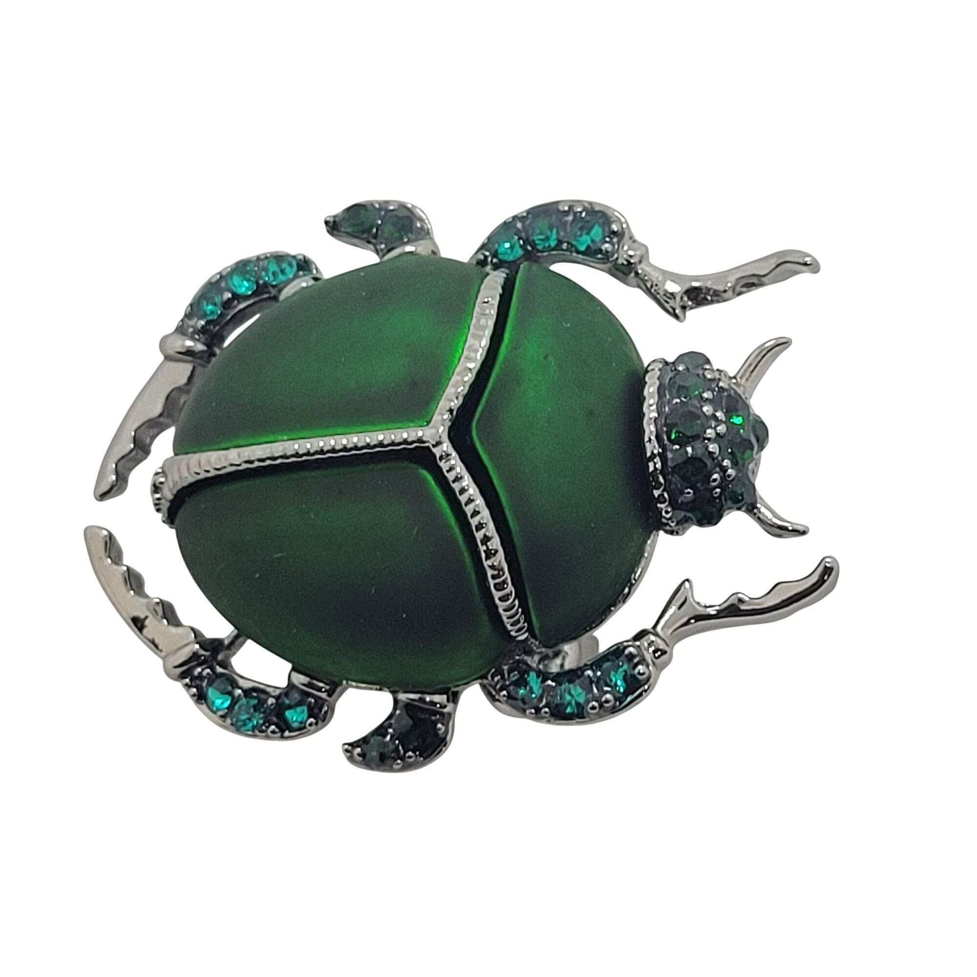 Other Vintage Vibes Green Beetle Brooch Scarab Pin Emerald Rhinest Size ONE SIZE - 4 Thumbnail