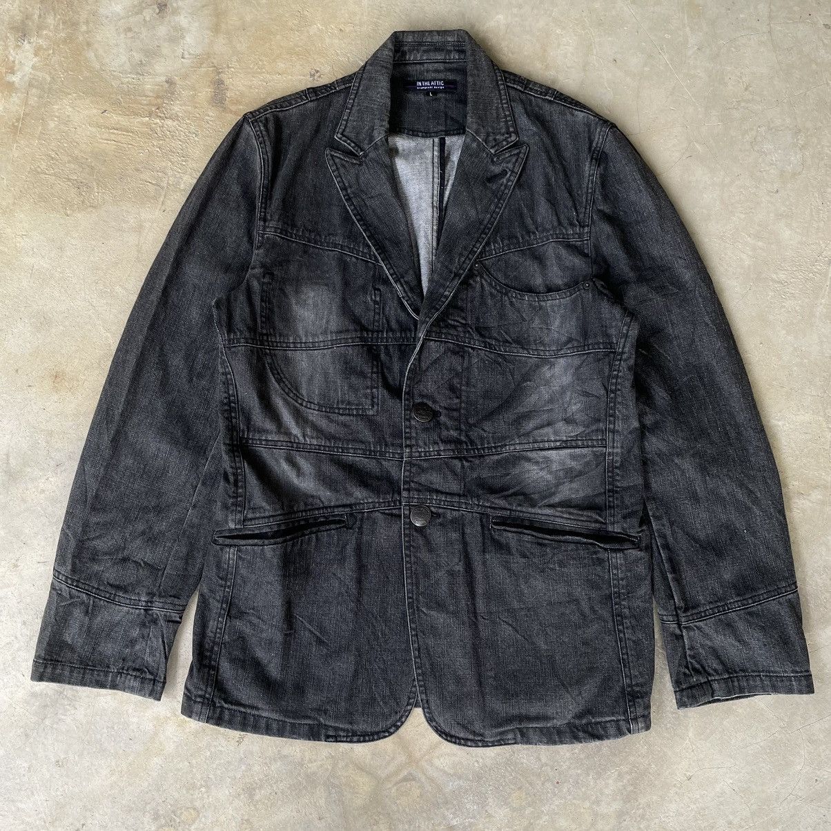 14th Addiction 🇯🇵VINTAGE IN THE ATTIC GOTHIC PUNK BLAZER DENIM COLLAR JACKET Size US S / EU 44-46 / 1 - 5 Thumbnail