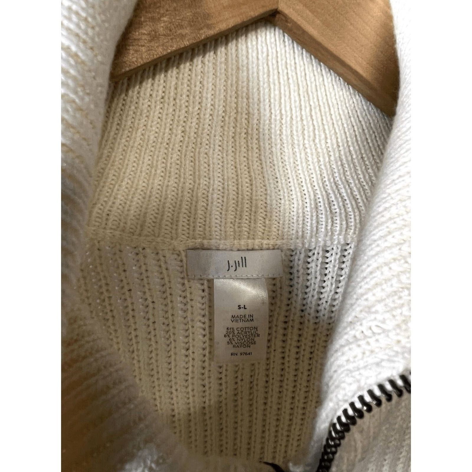 J. Jill J. Jill Sweater Cape 1/4 Zip Ivory S-L Ribbed Classic Preppy Fall Women L Size L / US 10 / IT 46 - 3 Thumbnail