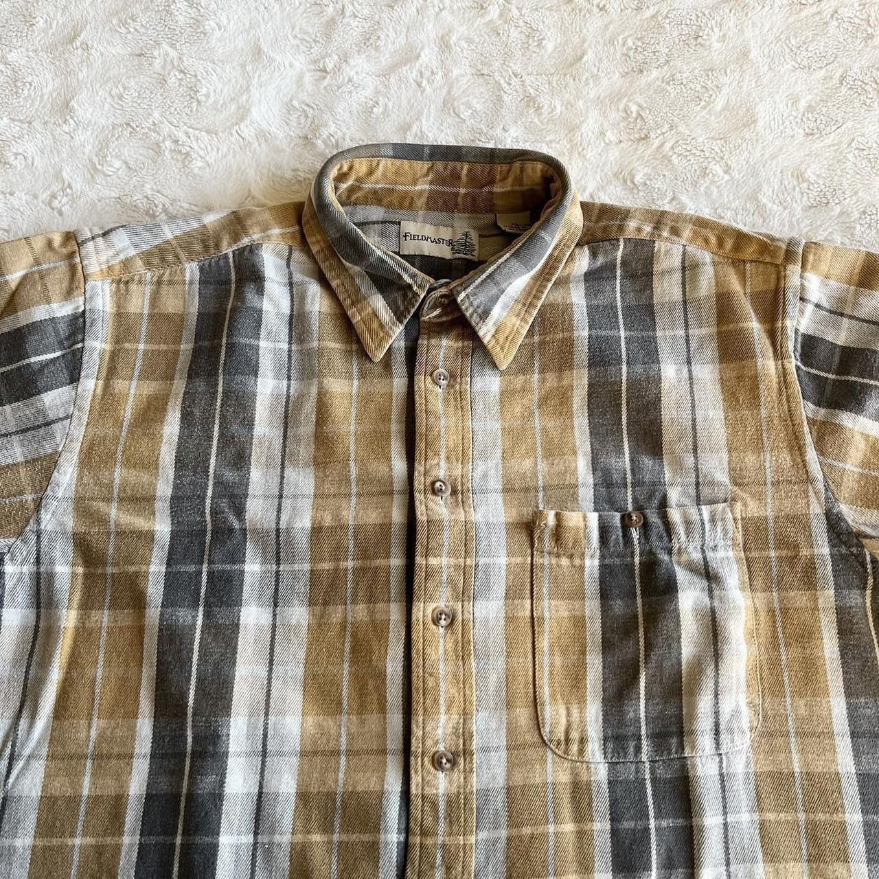 Fieldmaster Vintage Fieldmaster Flannel Shirt Mens XL Yellow Gray Madras Size US XL / EU 56 / 4 - 3 Thumbnail