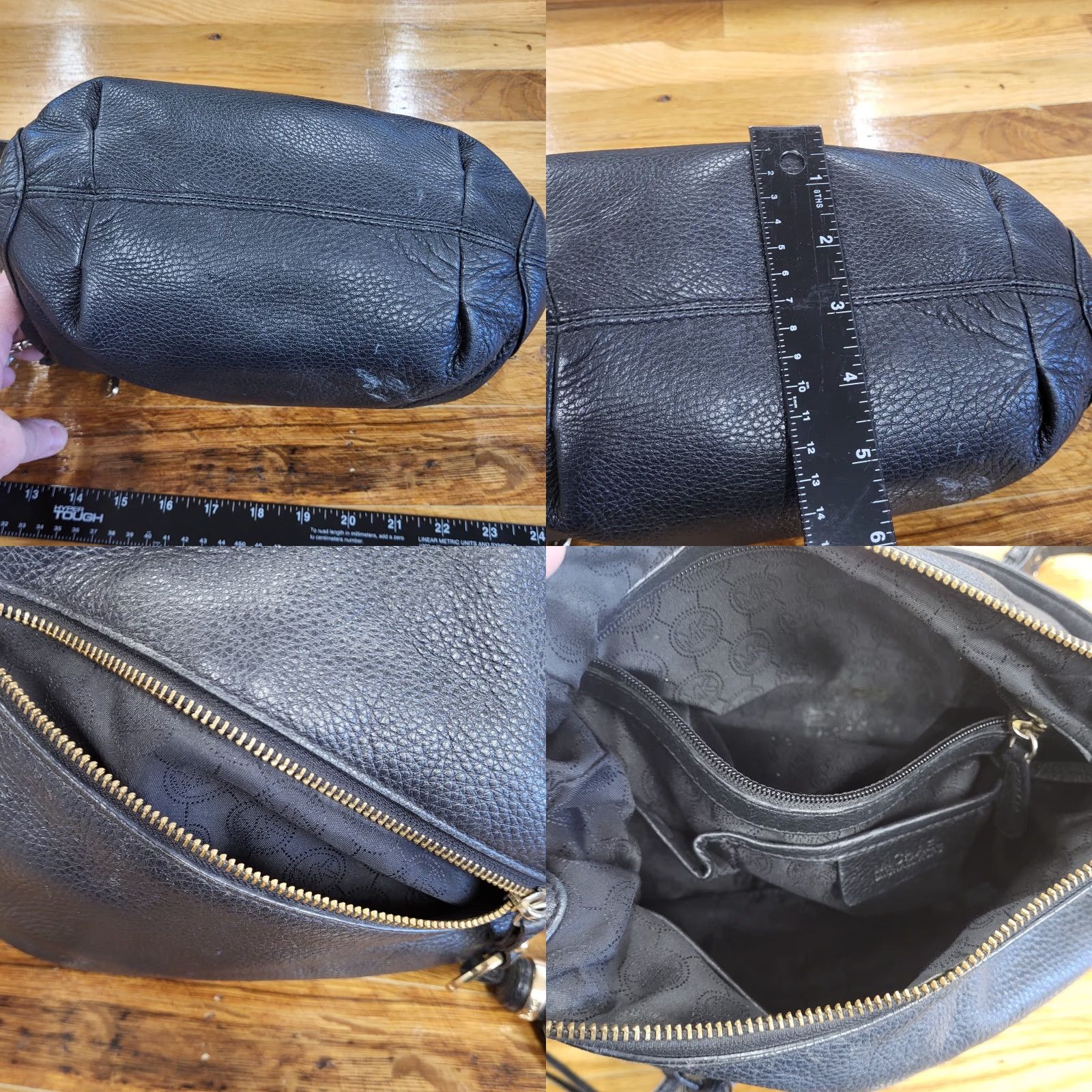 Vintage Michael Kors Pebbled Leather Purse Black Hobo Handbag Crossbody Strap Leather MK Bag Size ONE SIZE - 10 Thumbnail