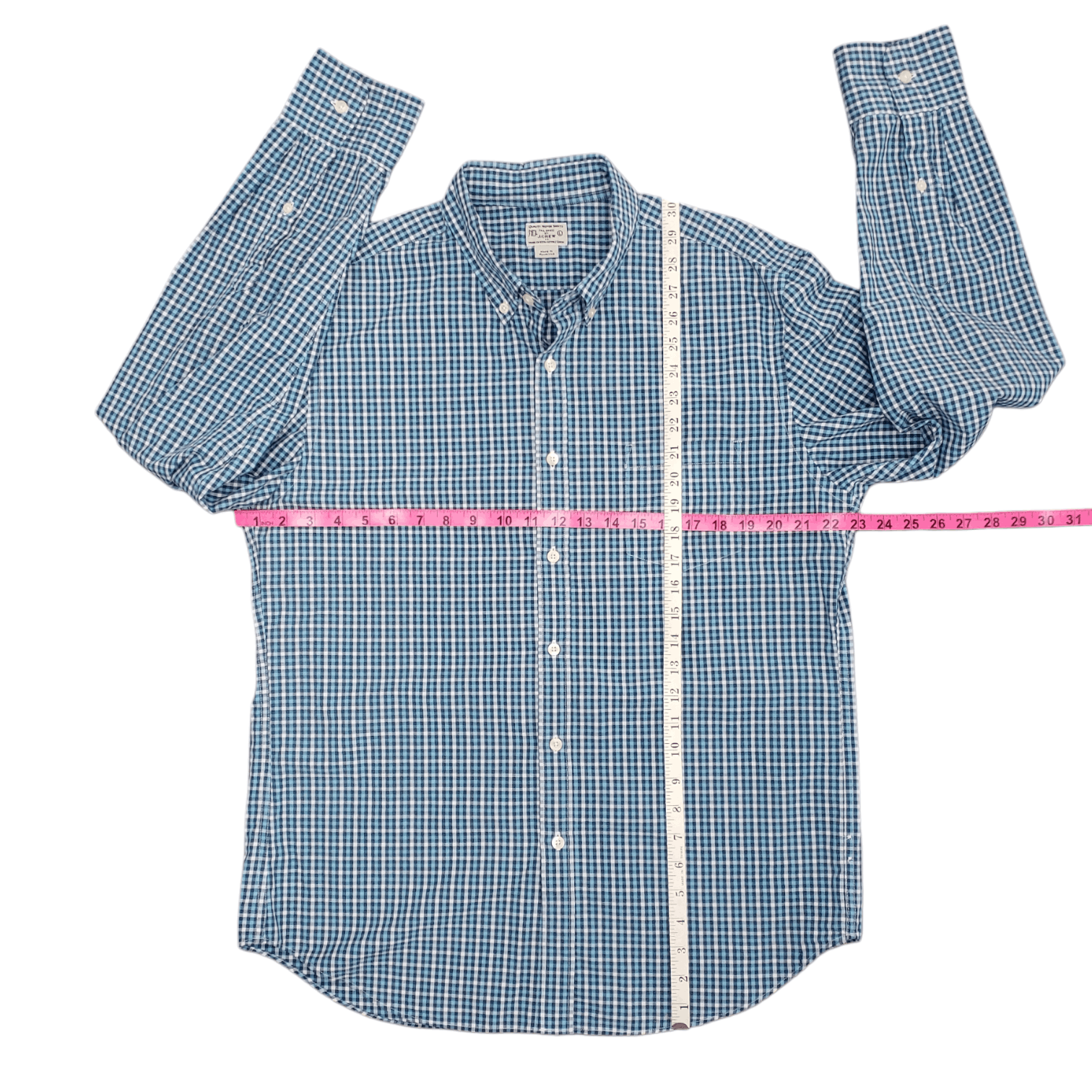 J.Crew Men's J.Crew Blue White Gingham Casual Button Down Shirt L Size US L / EU 52-54 / 3 - 6 Thumbnail
