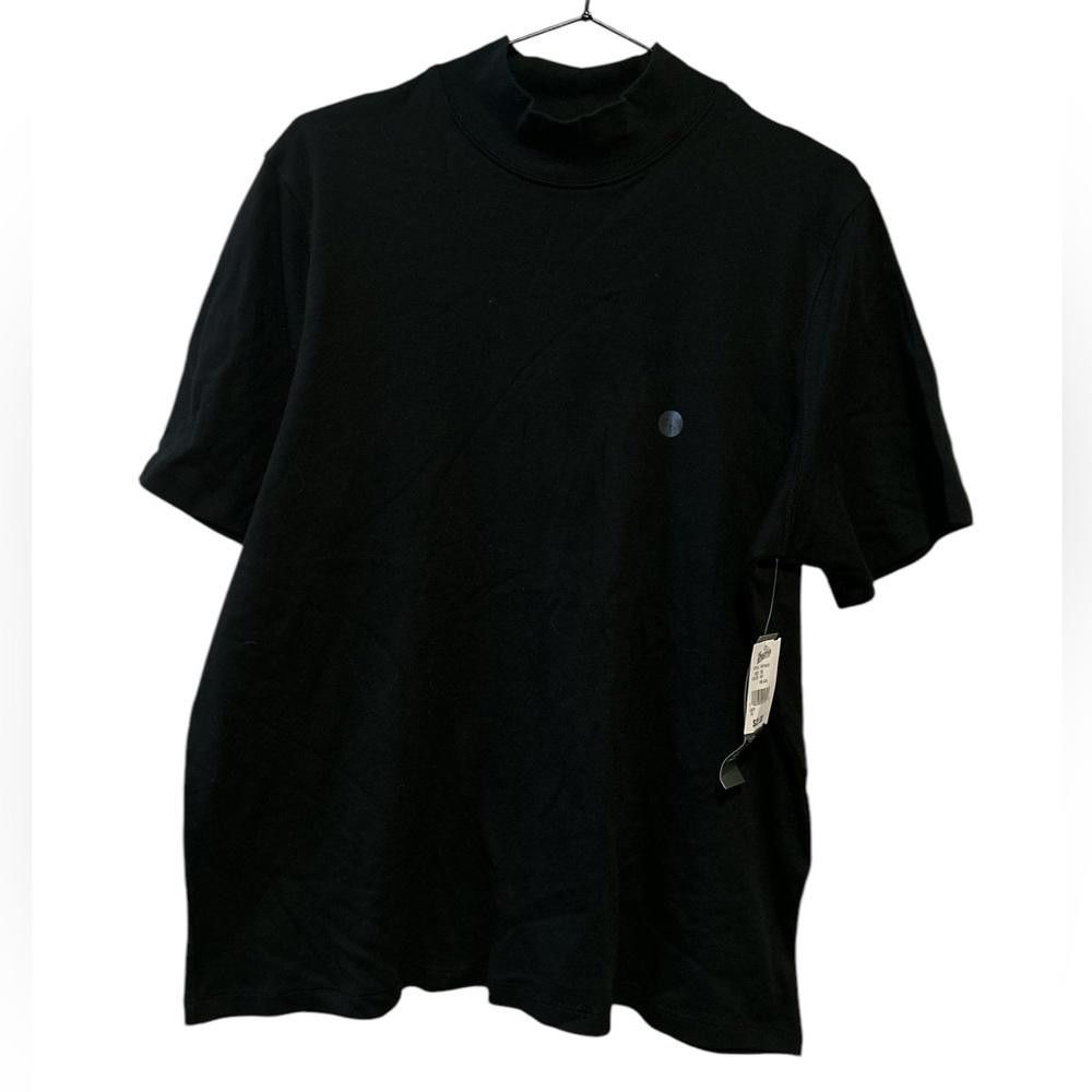 Designer BNWT Mock Neck Short Sleeve T-Shirt - Black - Size 1X Size XL / US 12-14 / IT 48-50 - 1 Thumbnail