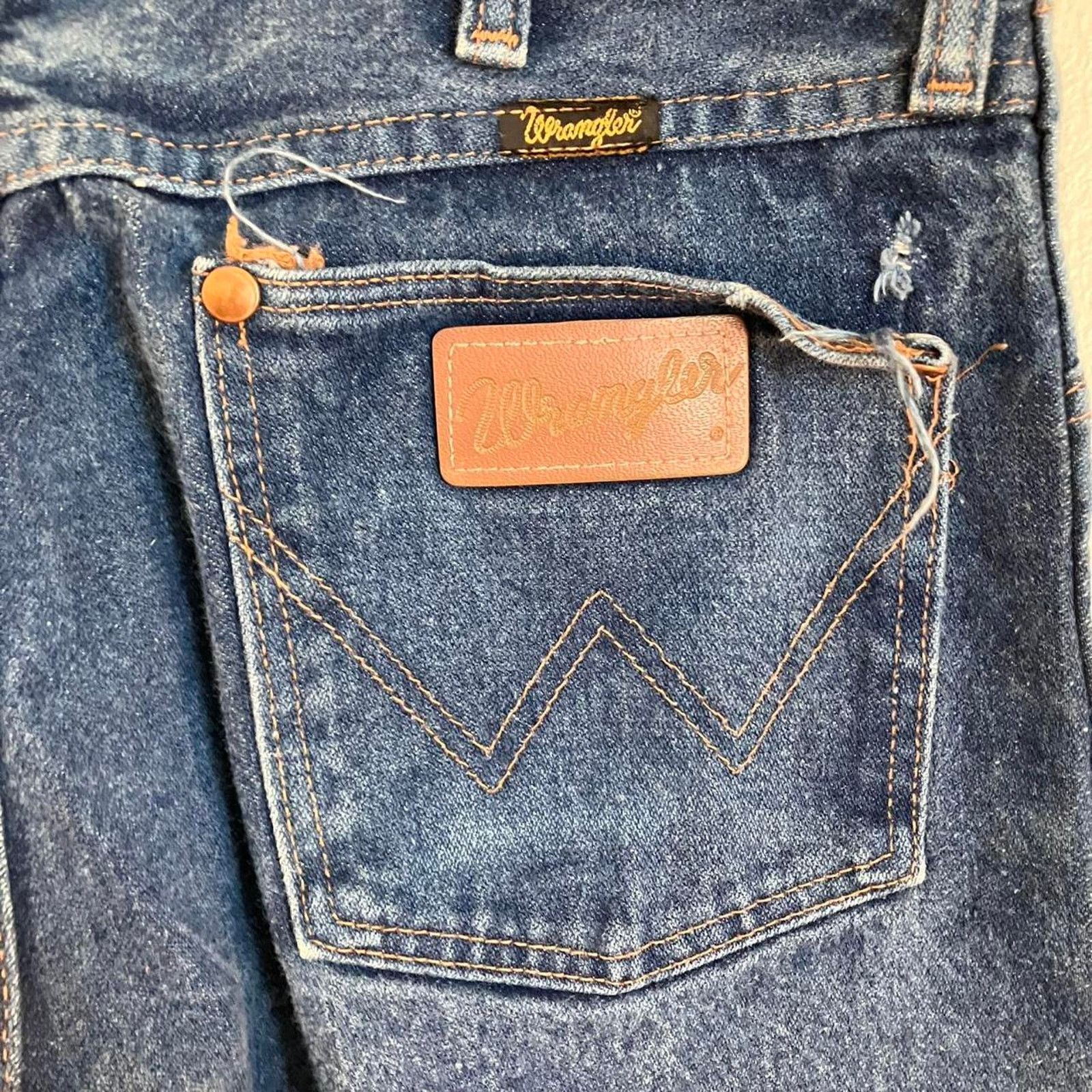 Wrangler Vintage 80s Wrangler Denim Blue Jeans Cowboy Workwear Size US 33 - 4 Thumbnail