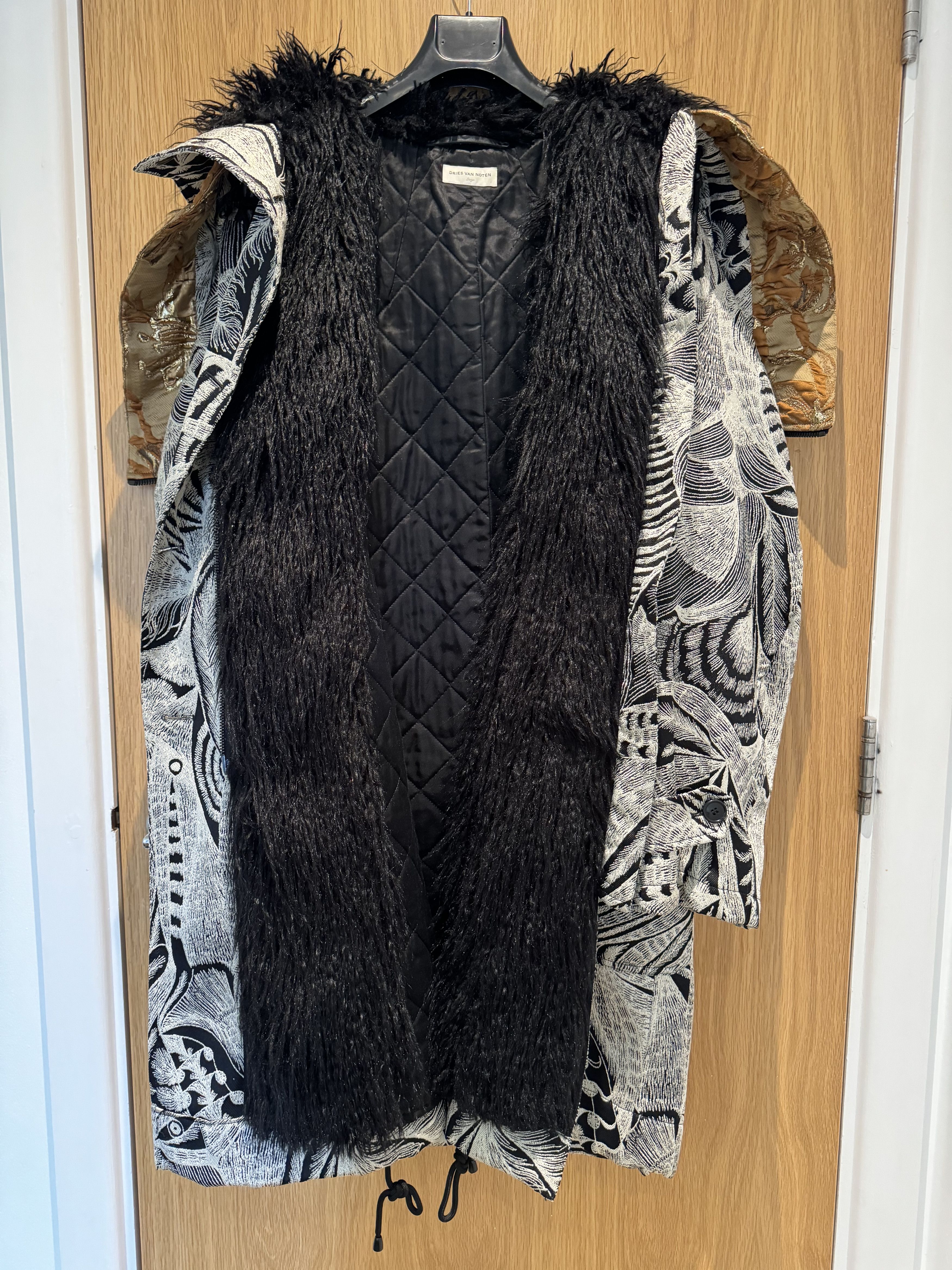 Dries Van Noten Fur Trimmed Jacquard Padded Parka Size L / US 10 / IT 46 - 2 Thumbnail