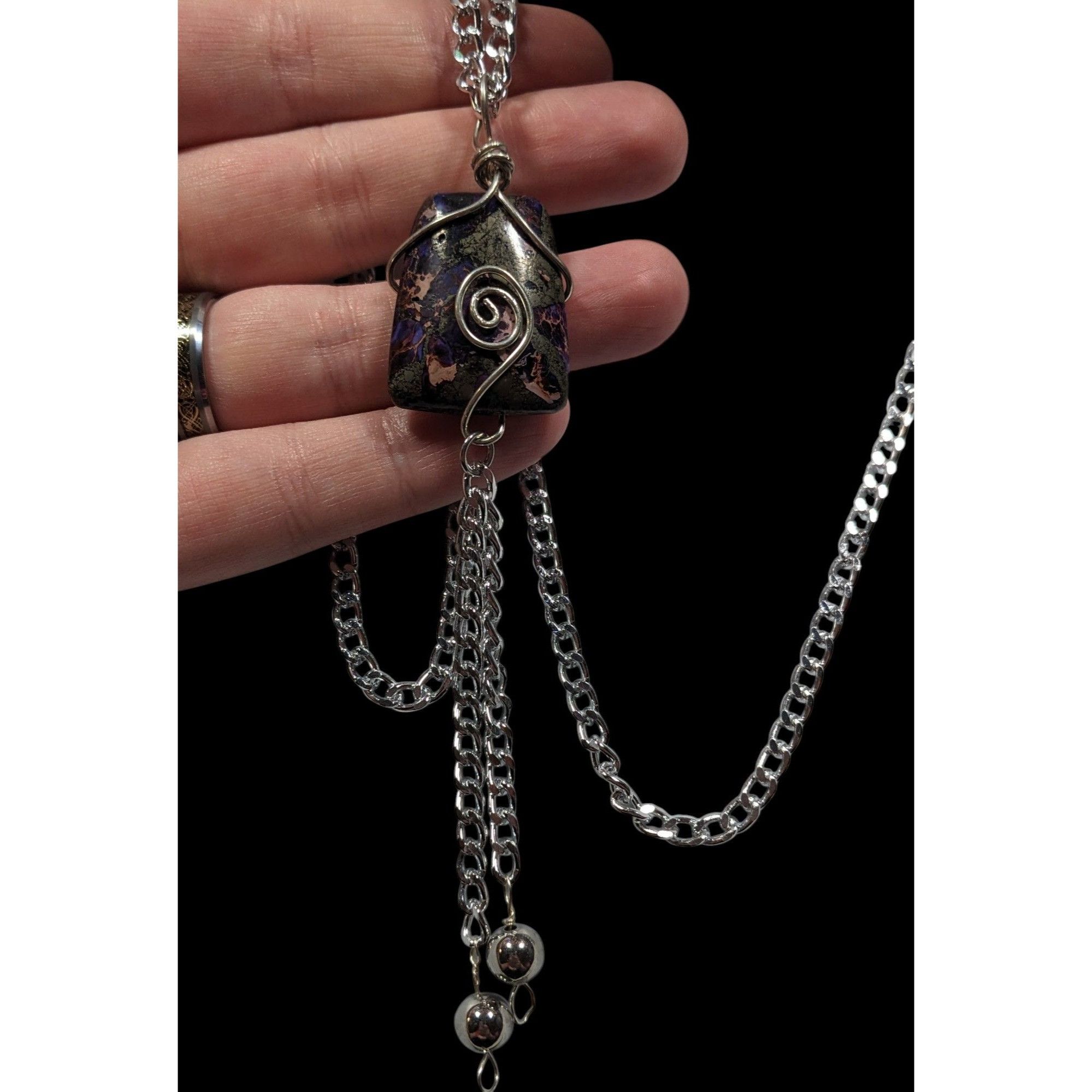 Handmade Handmade Wire Wrapped Agate Tassel Necklace Size ONE SIZE - 4 Thumbnail