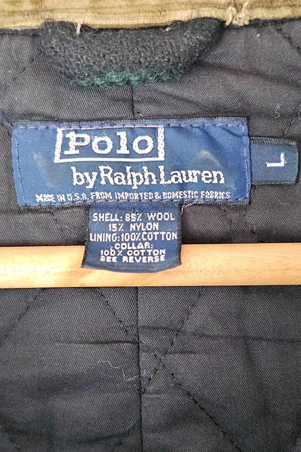 Polo Ralph Lauren × Vintage Made-in-USA Polo RL Dungarees Wool Trucker (L)– cord collar Size US L / EU 52-54 / 3 - 12 Thumbnail