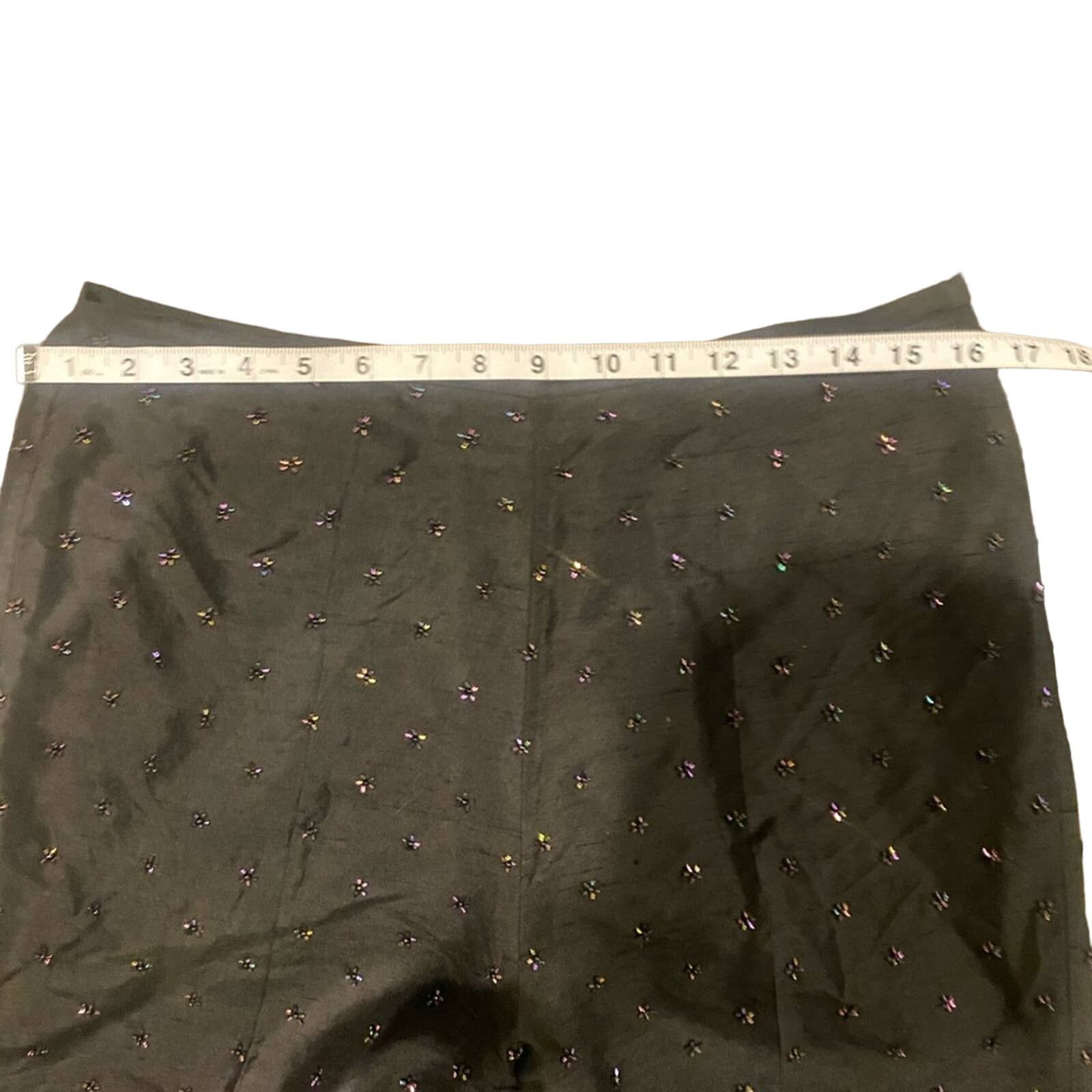 Other Vintage 1990s Karen Kane Pants Silk Beaded Black Pants 10 Size 32" / US 10 / IT 46 - 7 Thumbnail