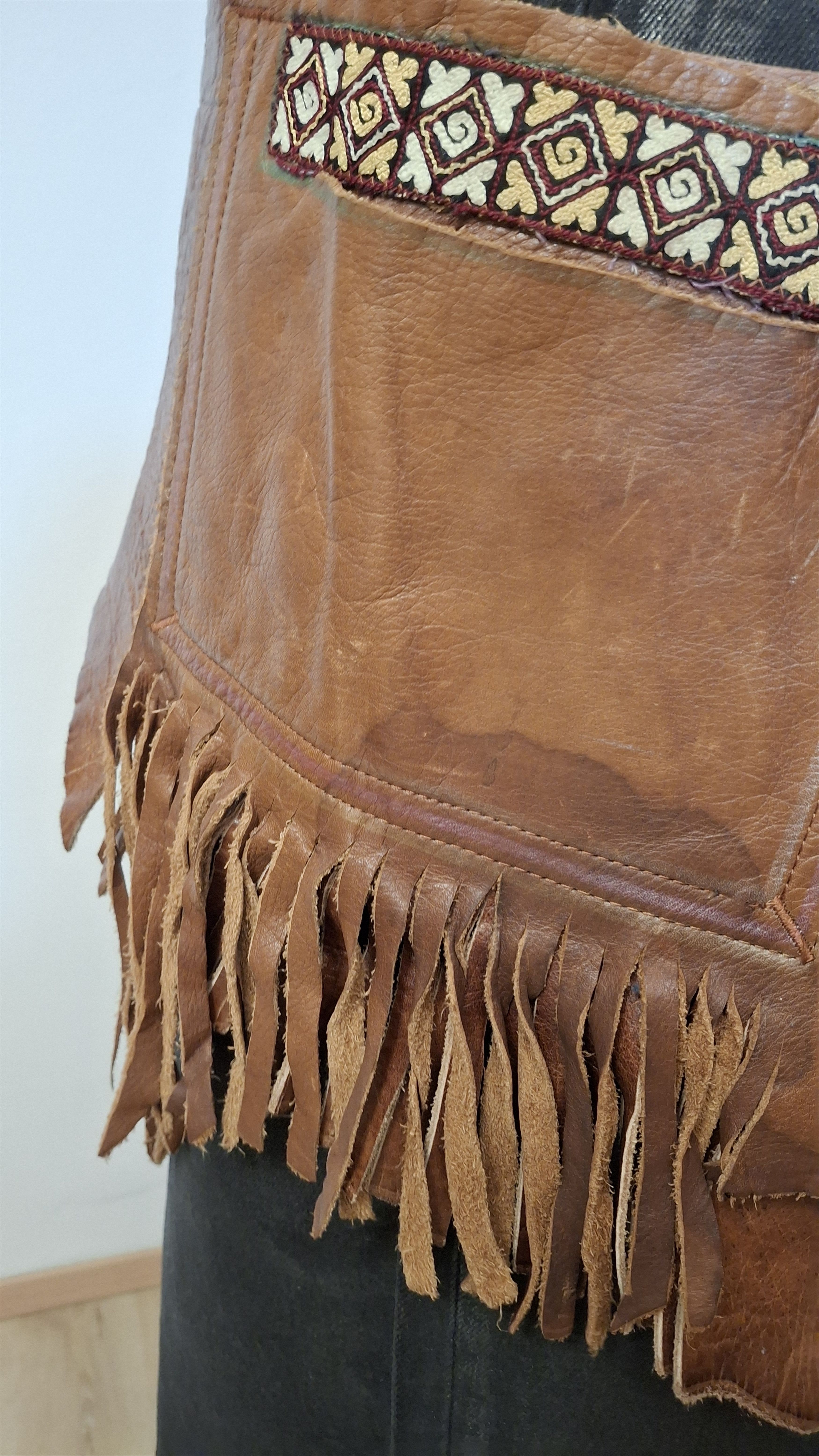 Vintage Vintage Handmade Western Leather Hip Pouch Belt Size 38 - 9 Thumbnail