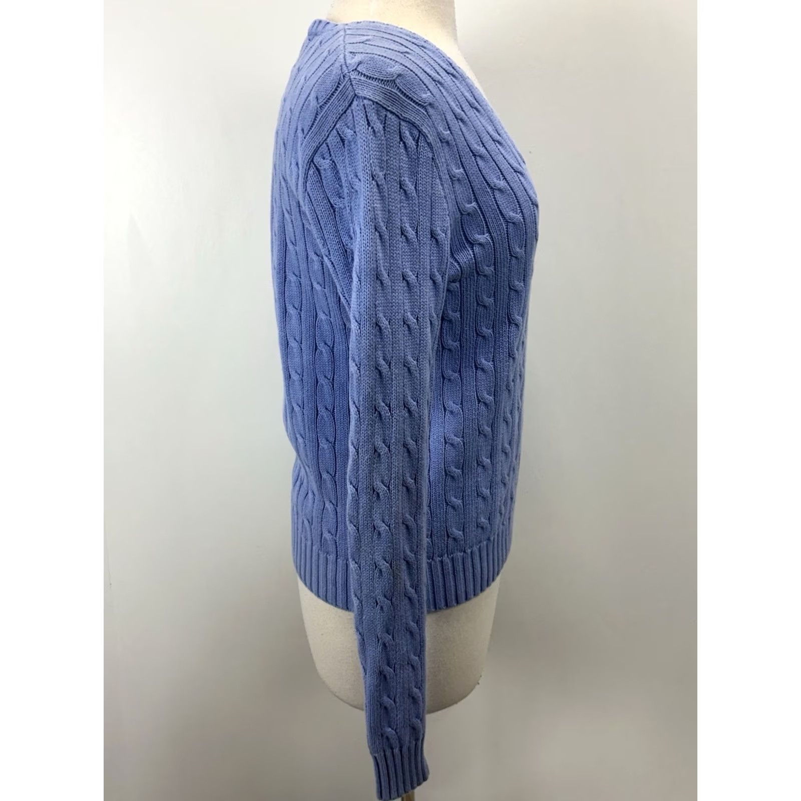 Ralph Lauren VINTAGE Ralph Lauren Sport Cableknit Sweater Women’s XL Blue Pony Logo Vneck Preppy Womens XL Blue Pony Logo V-Neck Pullover Cotton Knit Cable-Knit Size XL / US 12-14 / IT 48-50 - 4 Thumbnail
