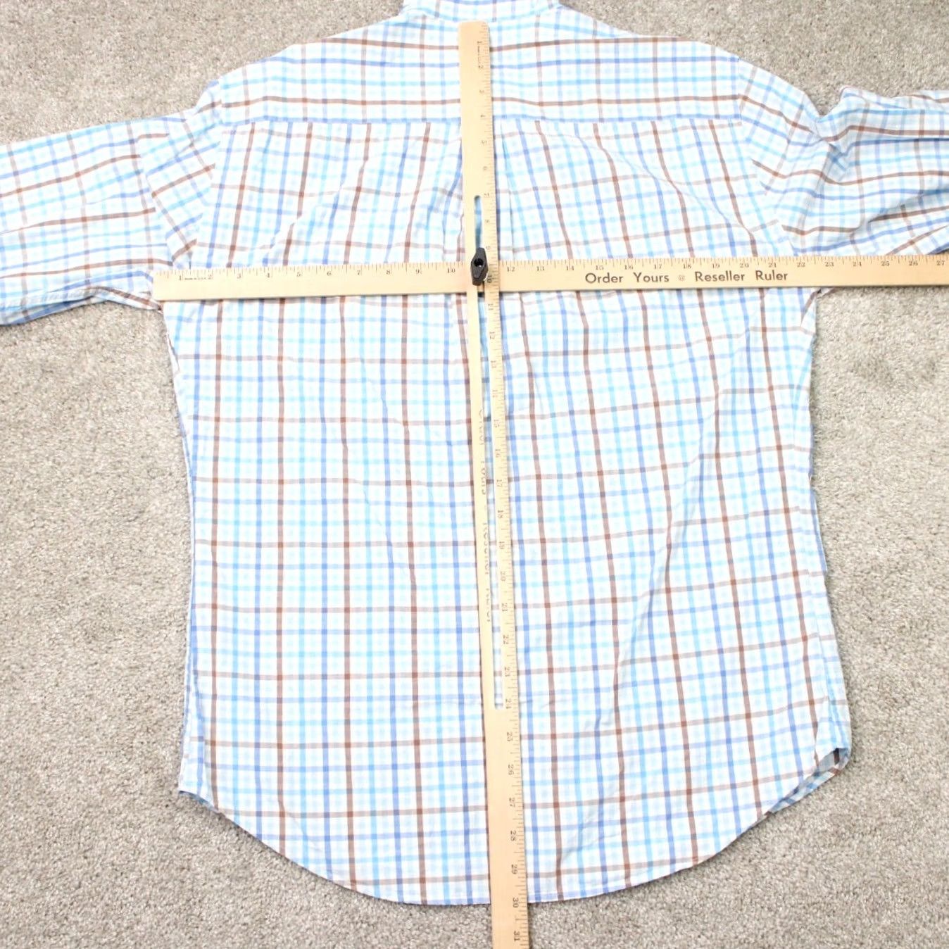 Peter Millar Peter Millar Shirt Mens Medium Blue/Brown Weekender Wash Cotton Long Sleeve Button-Up Shirt Cap-Down Plaid Casual Workwear Mens Regular Adult Size US M / EU 48-50 / 2 - 7 Thumbnail
