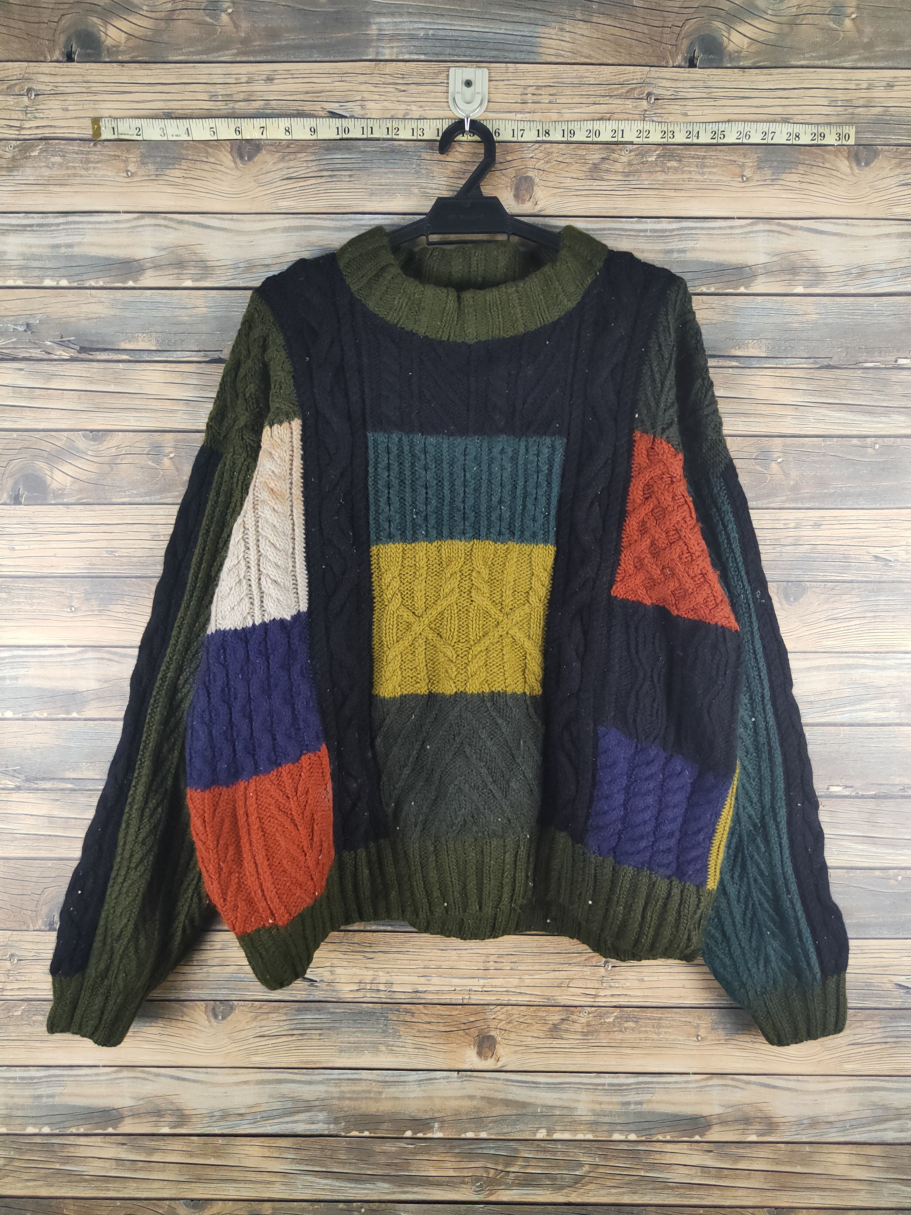 Vintage DL Zio Black Olive patchwork Knitwear Sweaters #2803T Size US M / EU 48-50 / 2 - 1 Thumbnail